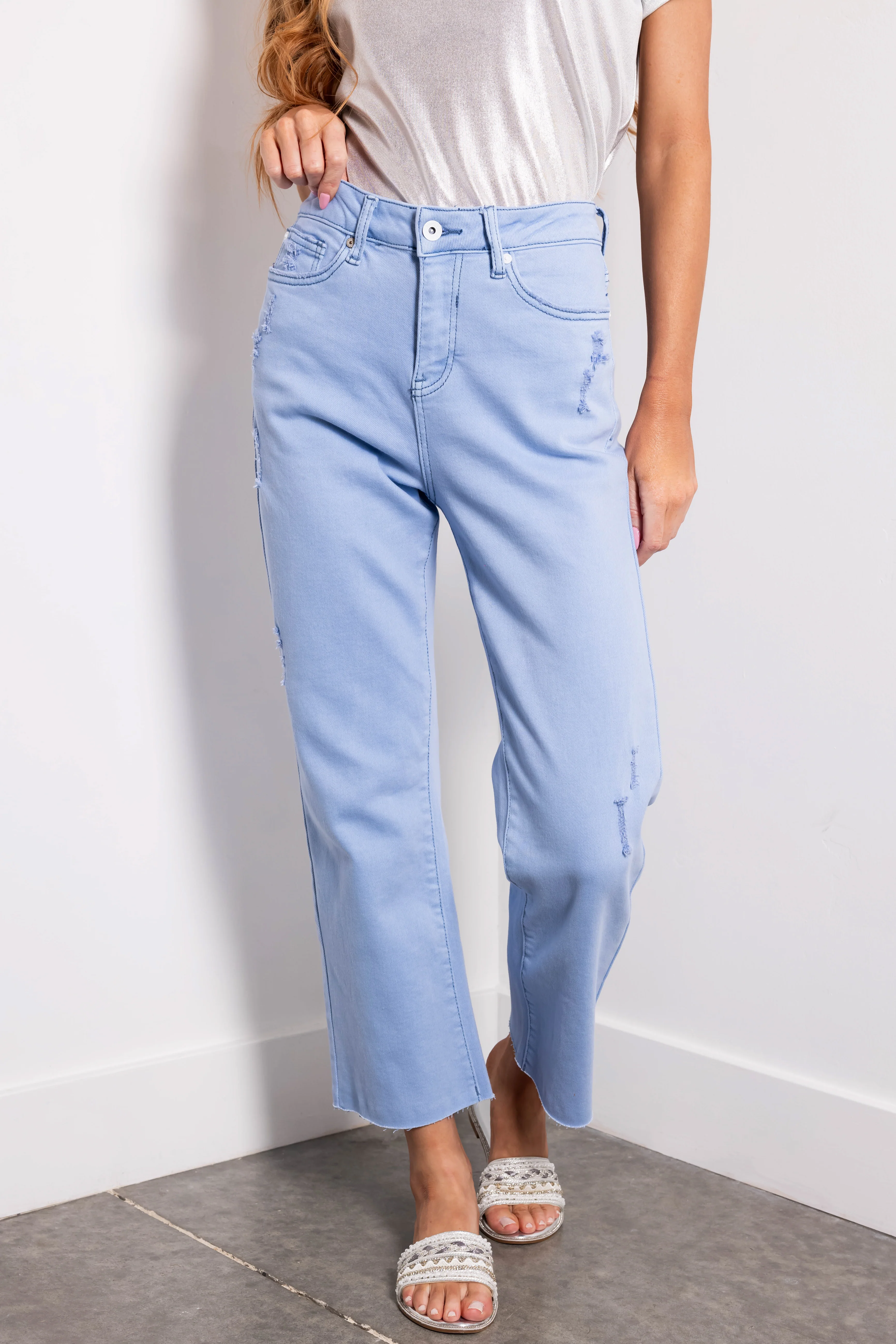 Special A Sky Blue High Rise Straight Leg Jeans - LD SALE