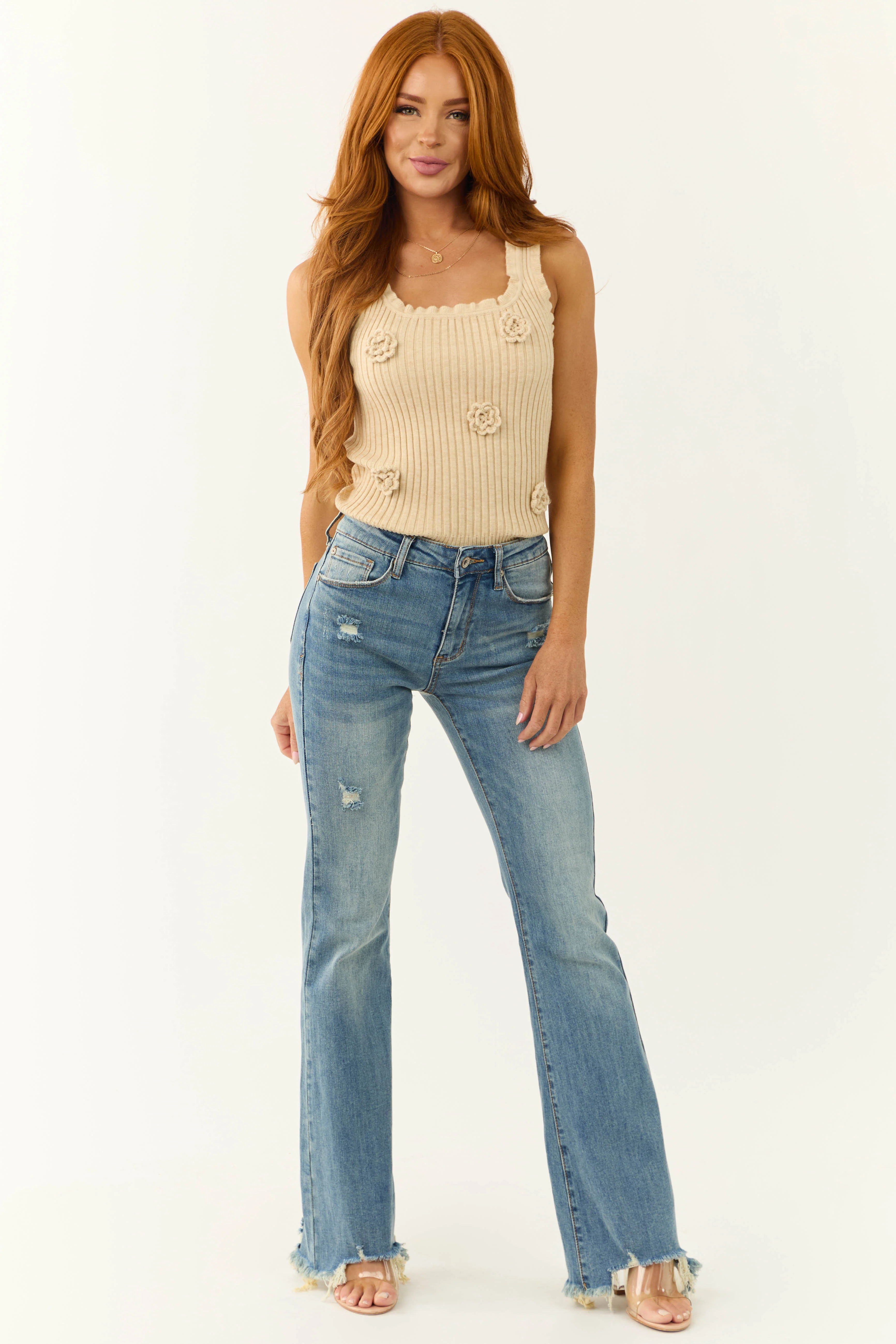 Special A Mid Rise Raw Hem Bootcut Jeans - LD SALE