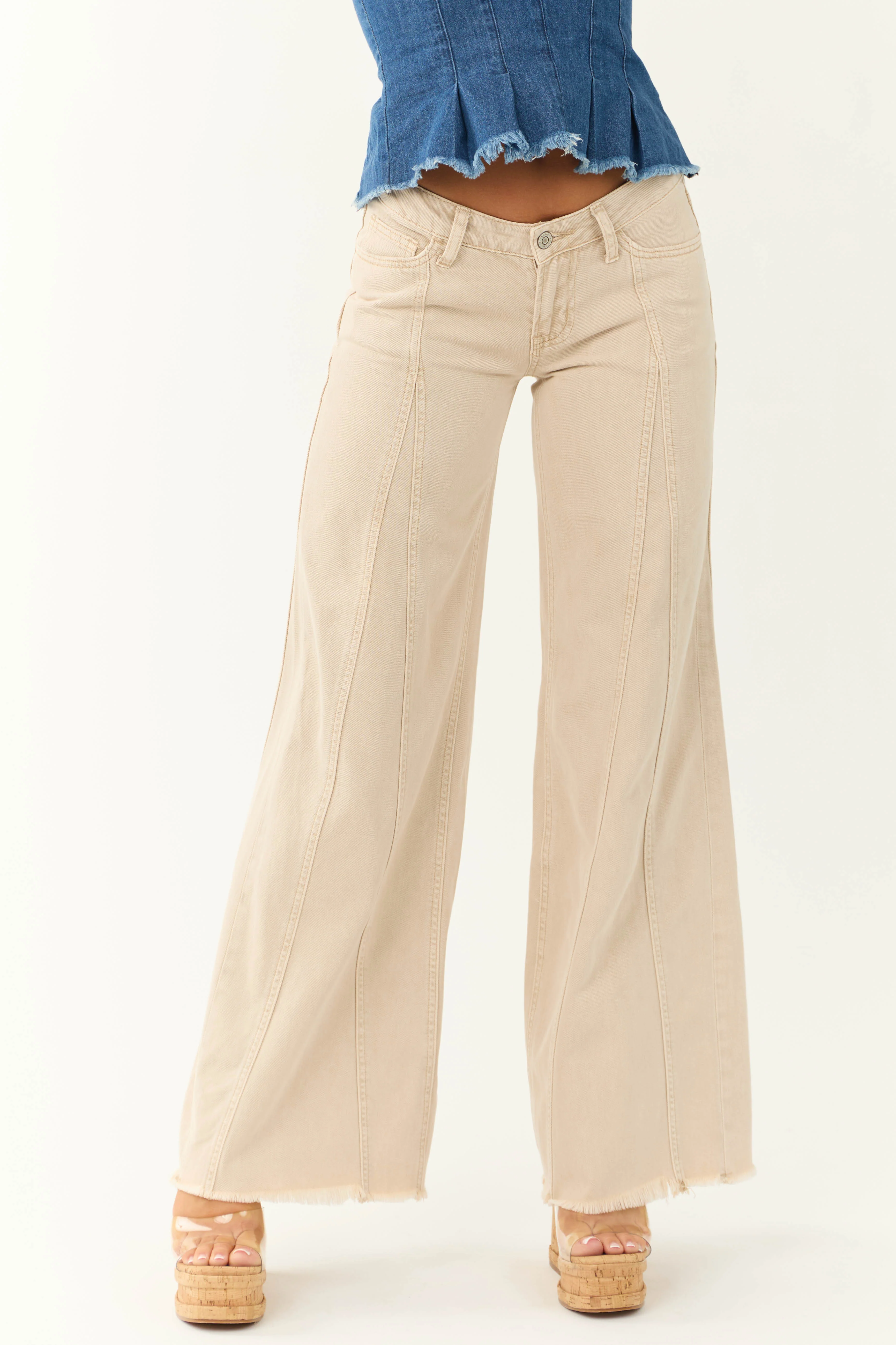 Flying Monkey Coconut Low Rise Wide Leg Baggy Jeans - LD SALE