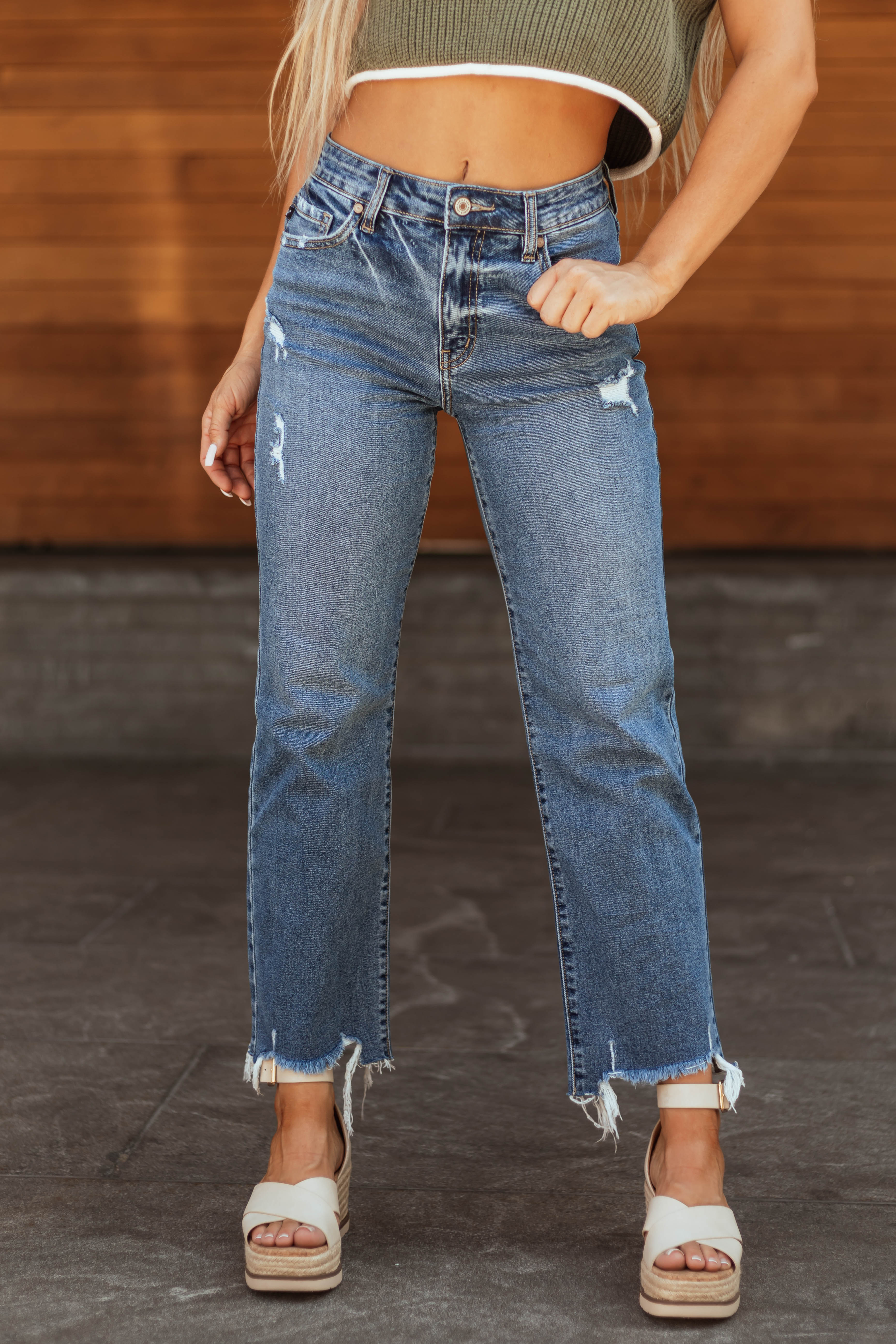 KanCan Medium Wash High Rise Slim Wide Leg Jeans - LD SALE