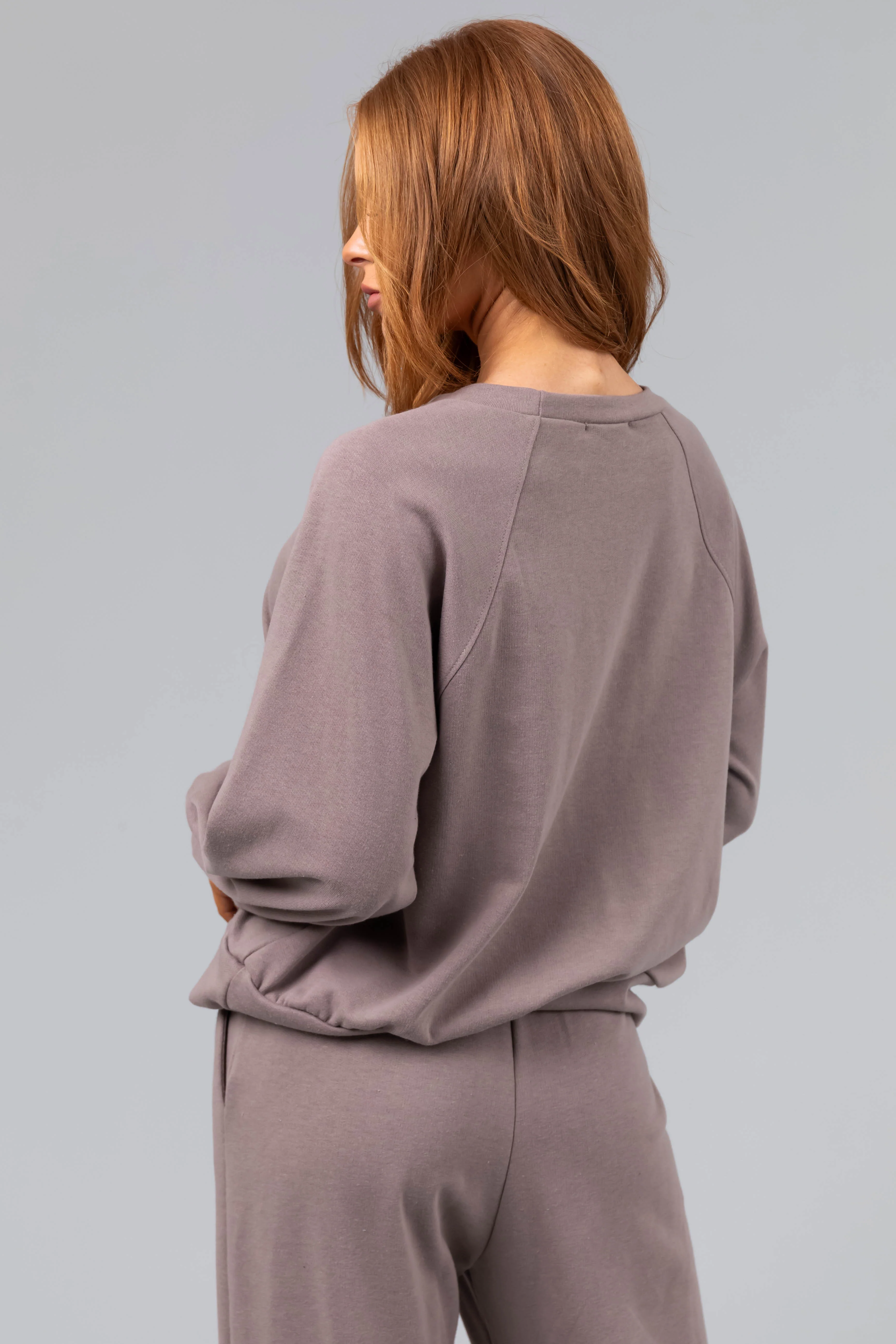 Mocha Long Sleeve Banded Soft Knit Top - LD SALE