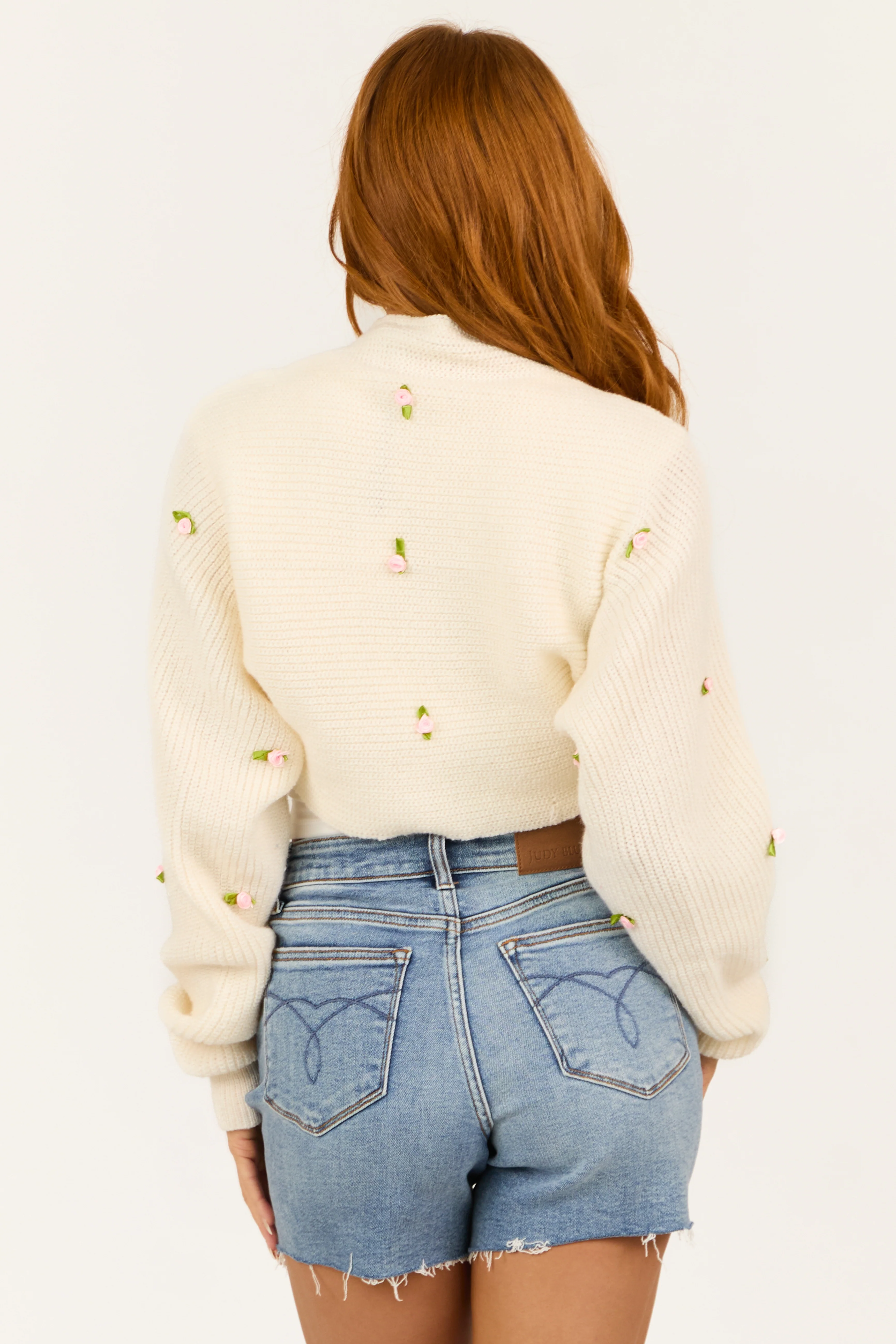 Cream Rosette Detail Bolero Shrug Cardigan - LD SALE