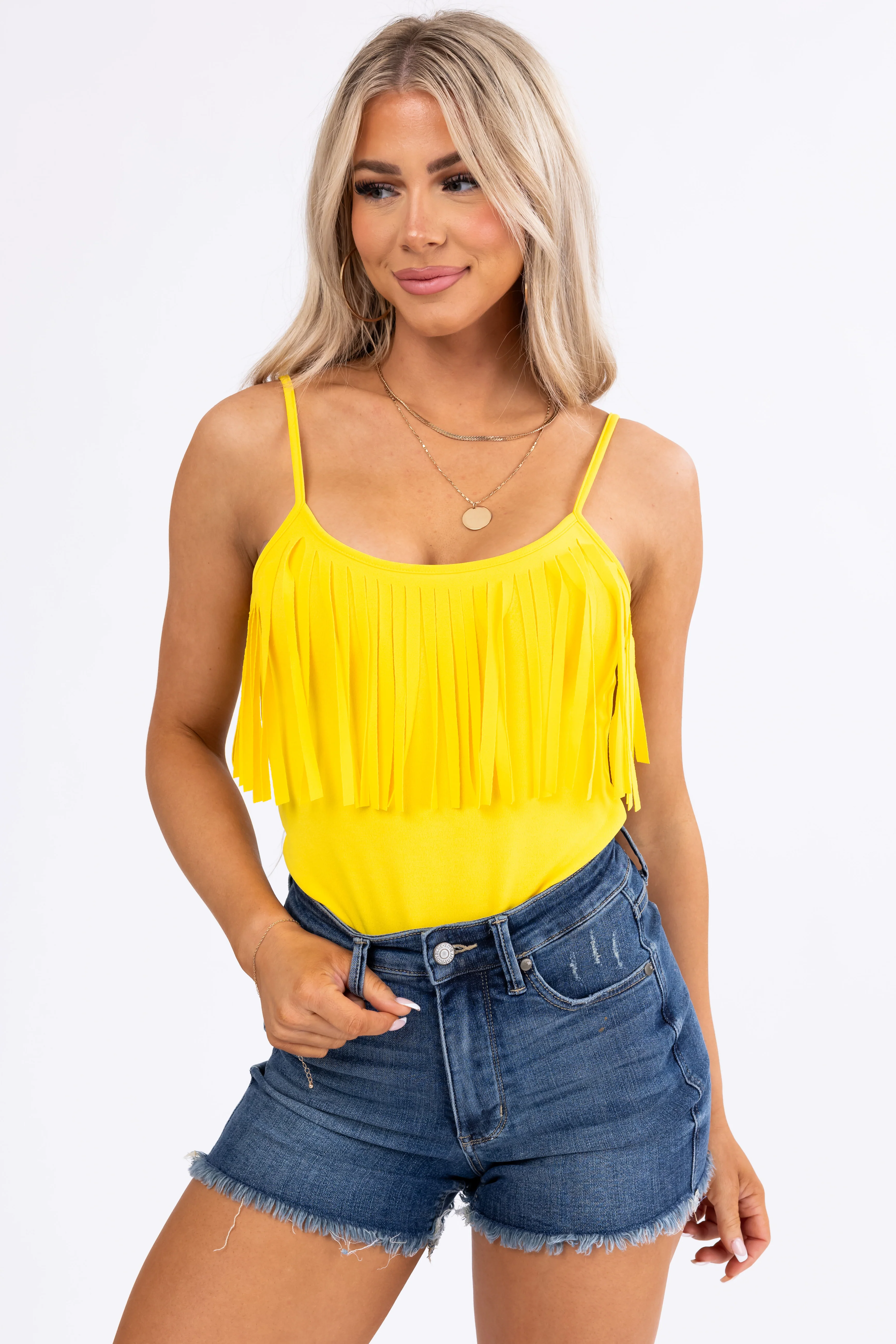Amber Sleeveless Bodysuit with Fringe - LD SALE
