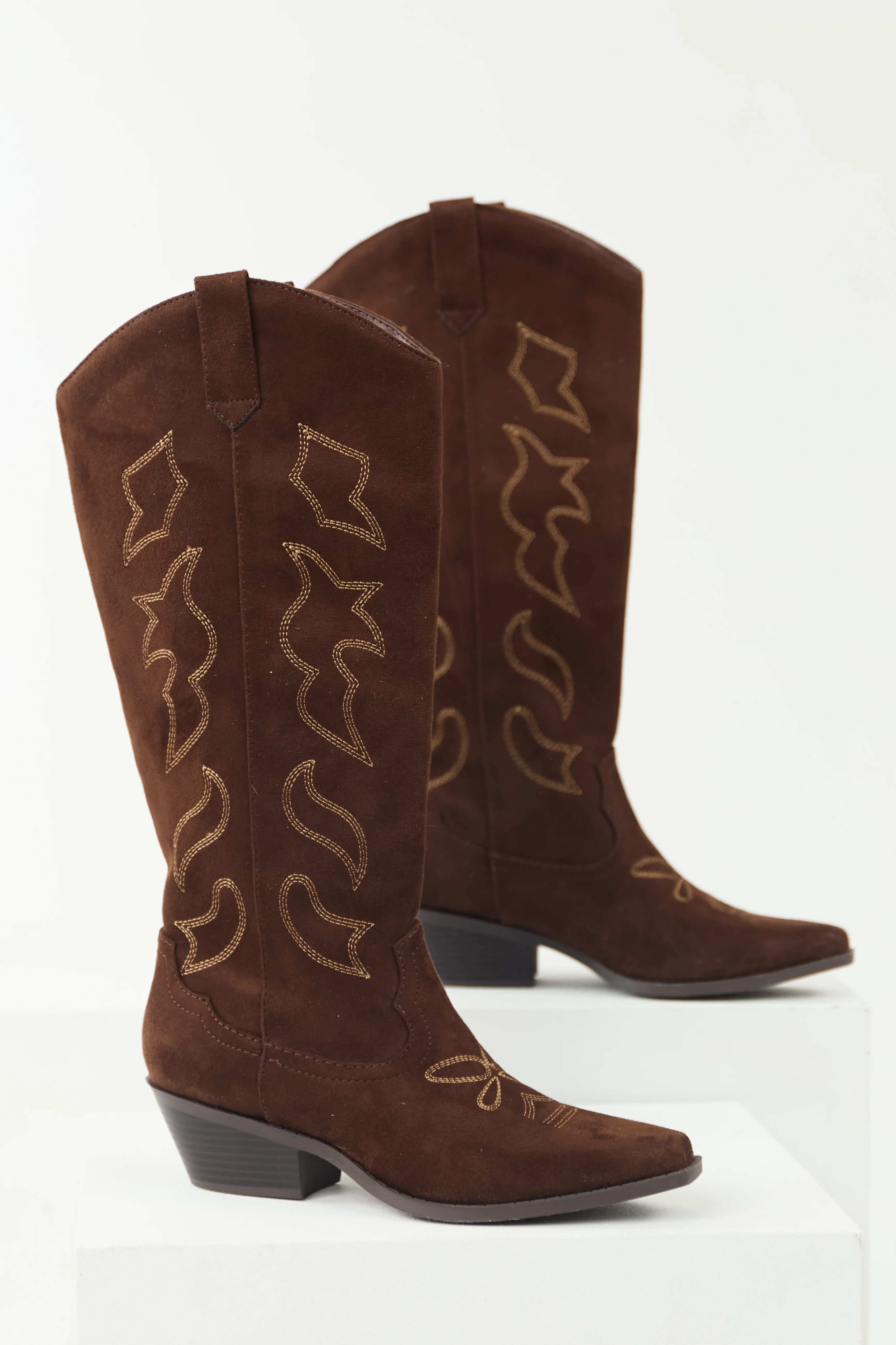 Cocoa Faux Suede Western Embroidered Boots - LD SALE