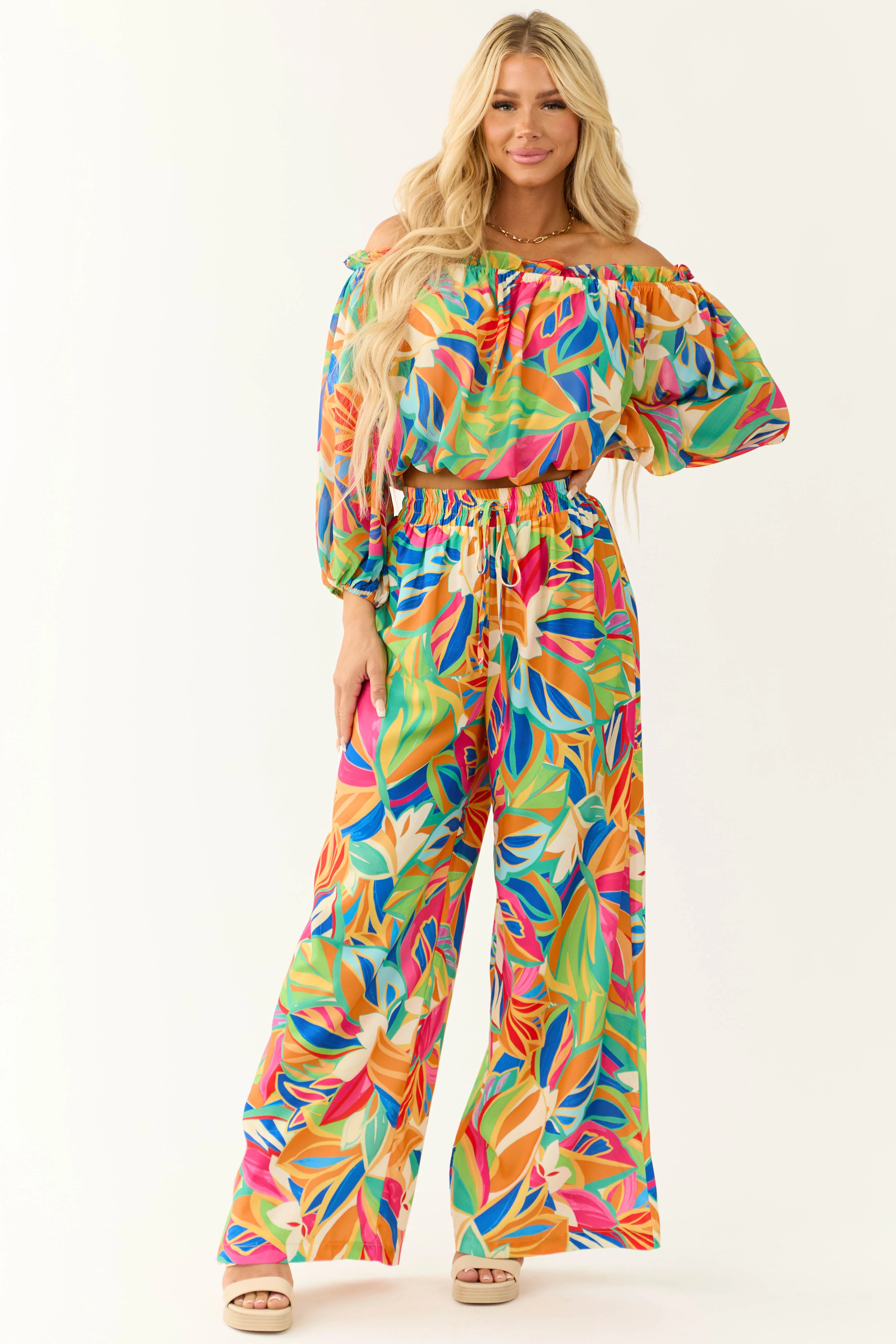 Flying Tomato Tangerine Abstract Print Pants - LD SALE