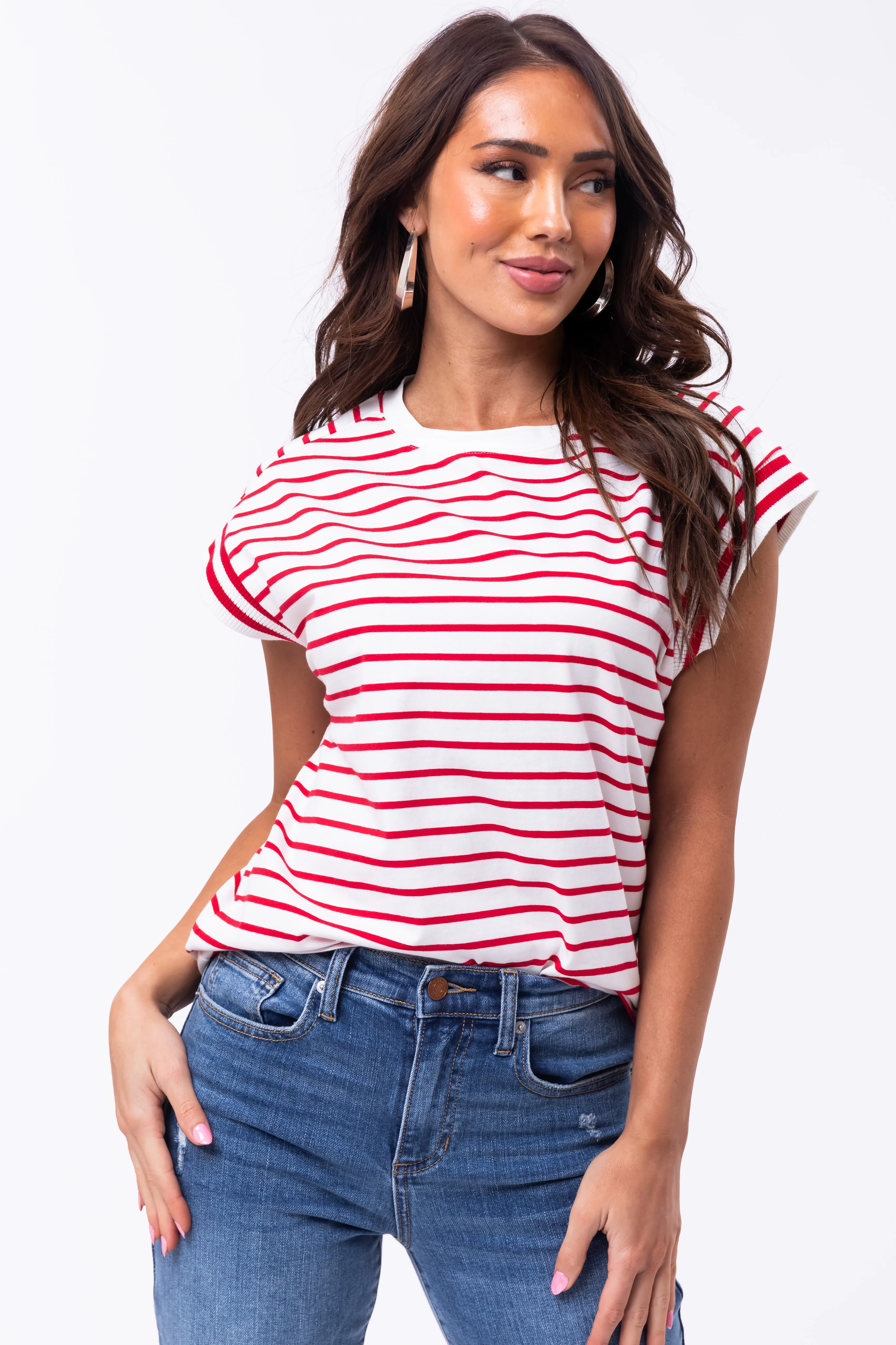Flying Tomato Cherry Striped Cap Sleeve Top - LD SALE