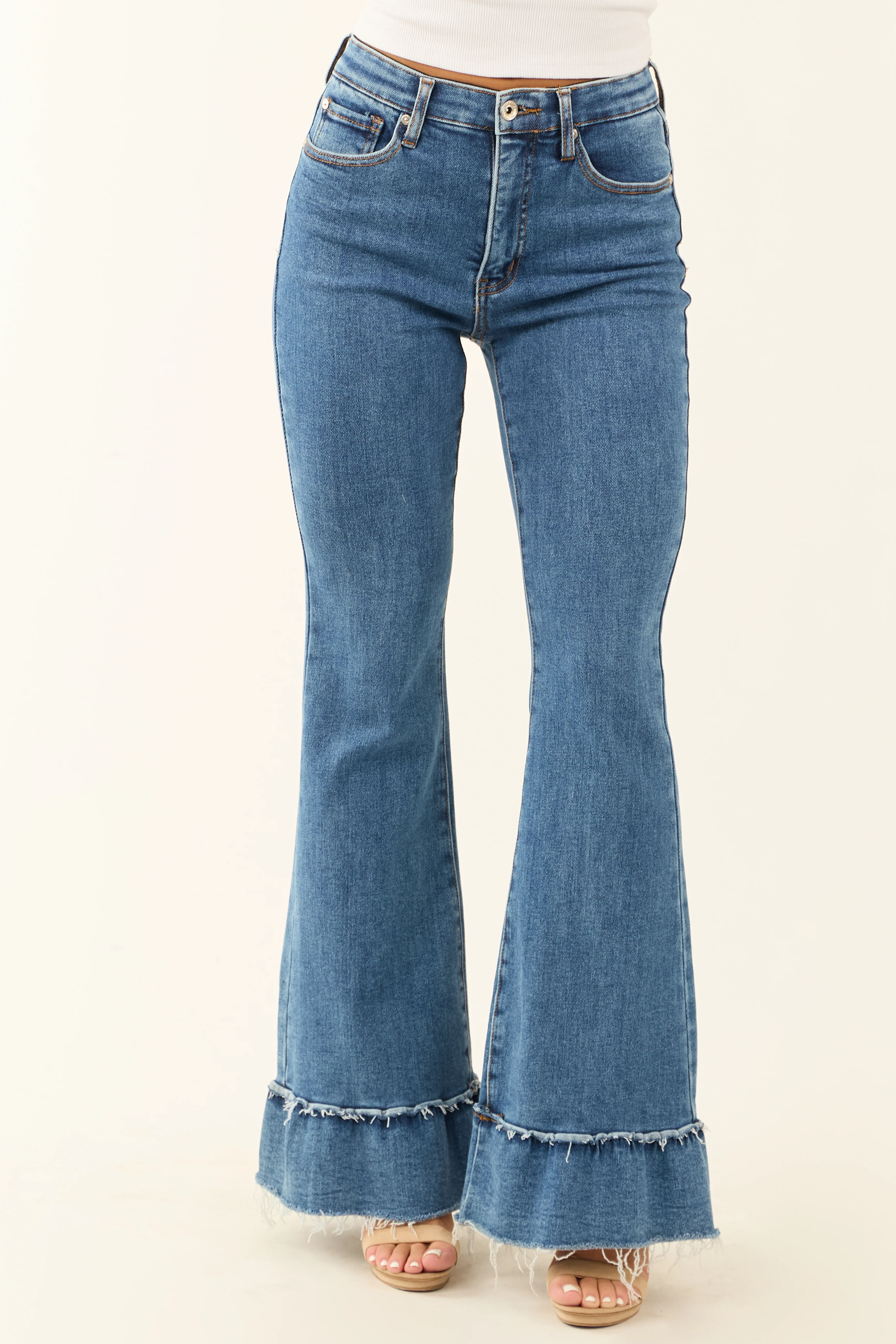 Special A Tummy Control Ruffle Flare Stretchy Jeans - LD SALE