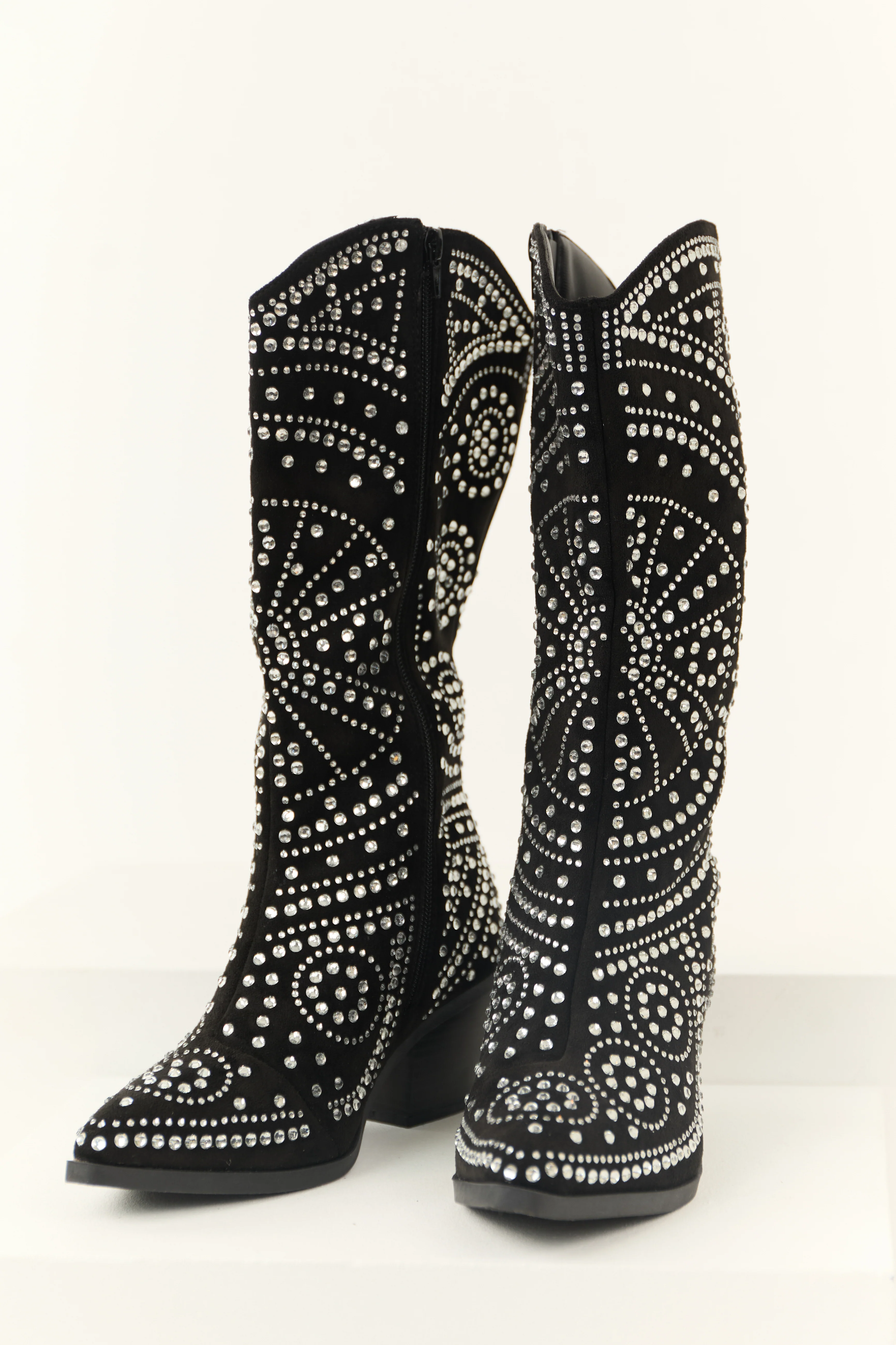 Black Rhinestone Studded Western Boots - LD SALE