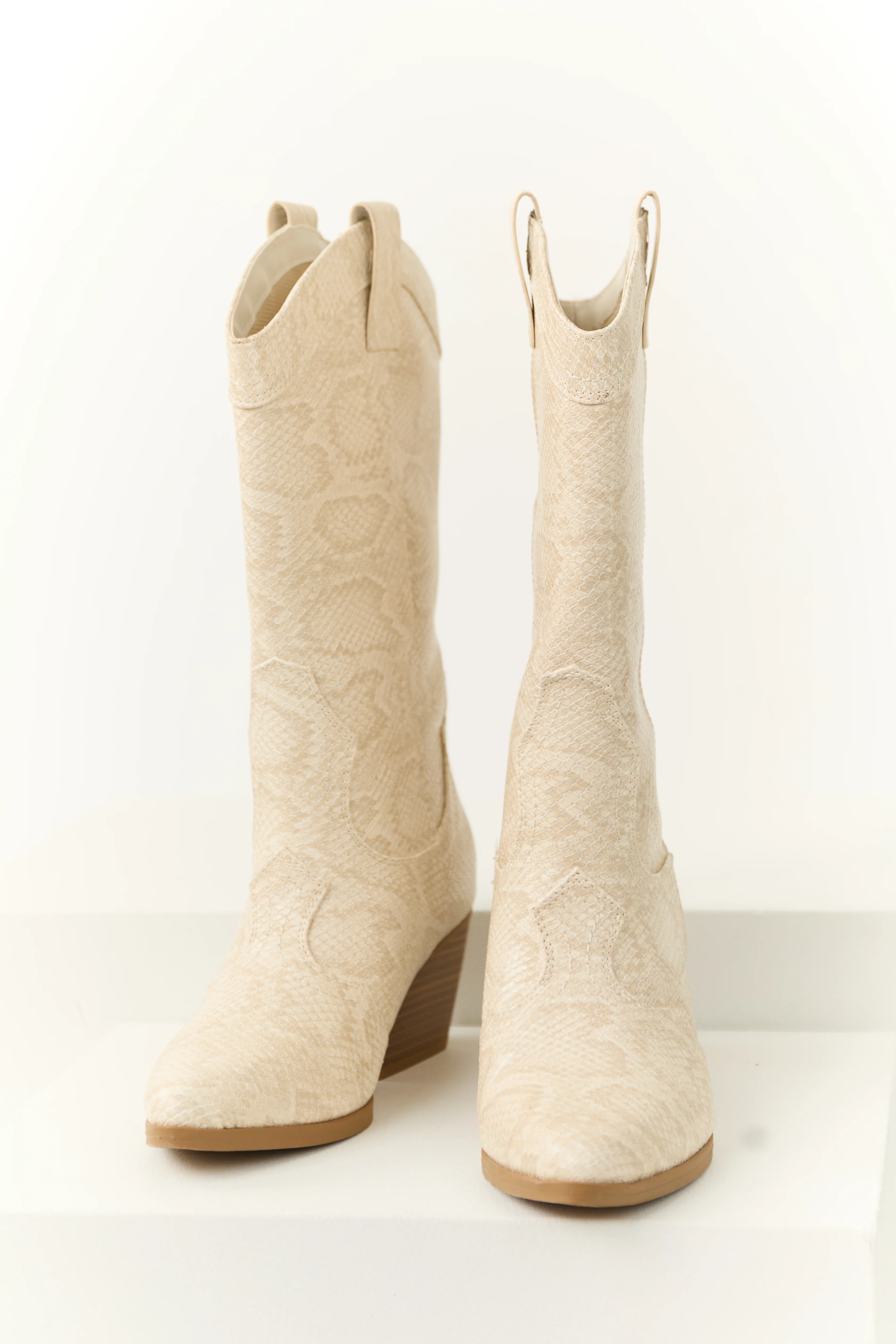 Vanilla Snakeskin Pattern Tall Western Boot - LD SALE