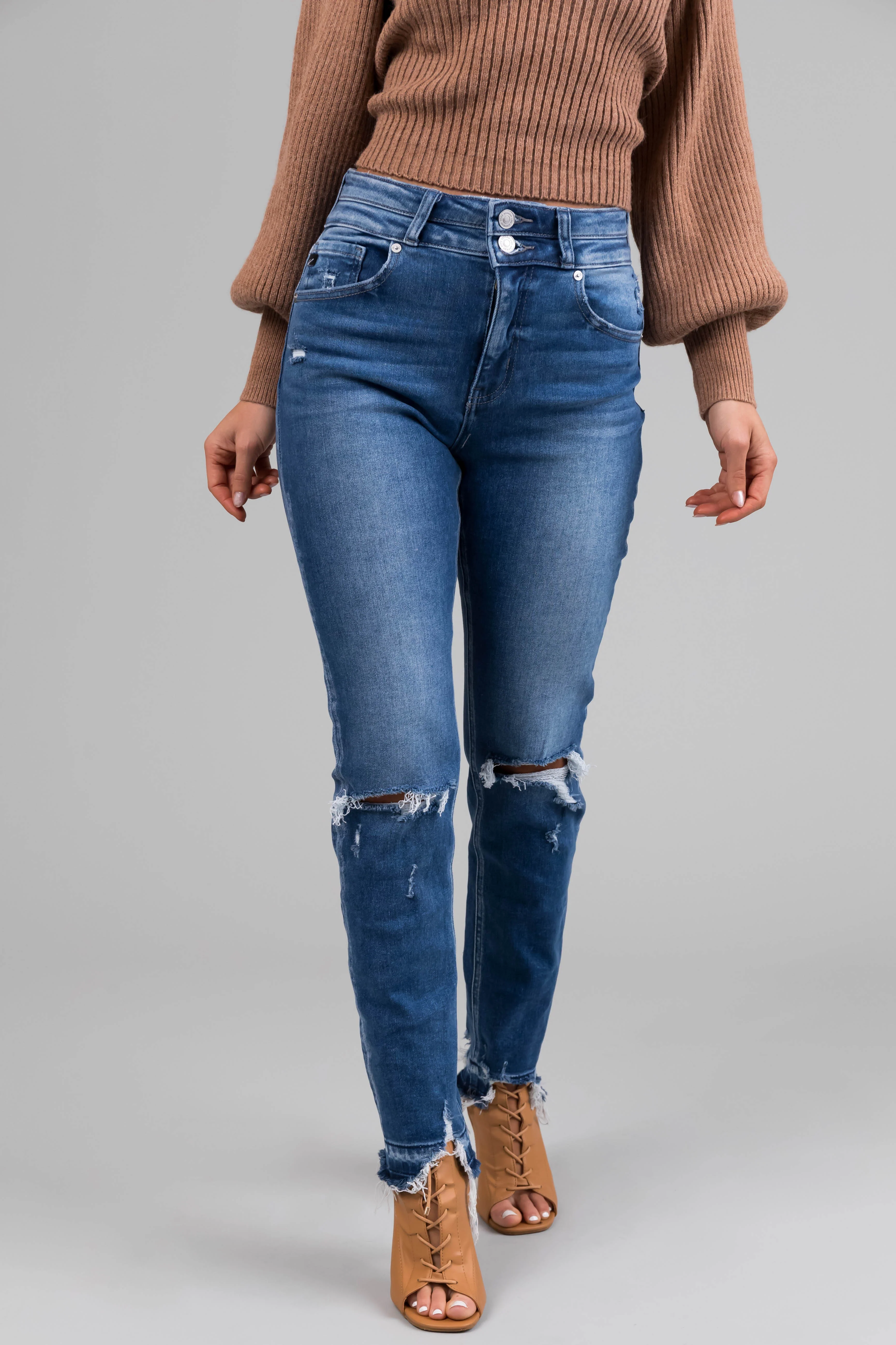 KanCan Medium Wash High Rise Distressed Jeans - LD SALE