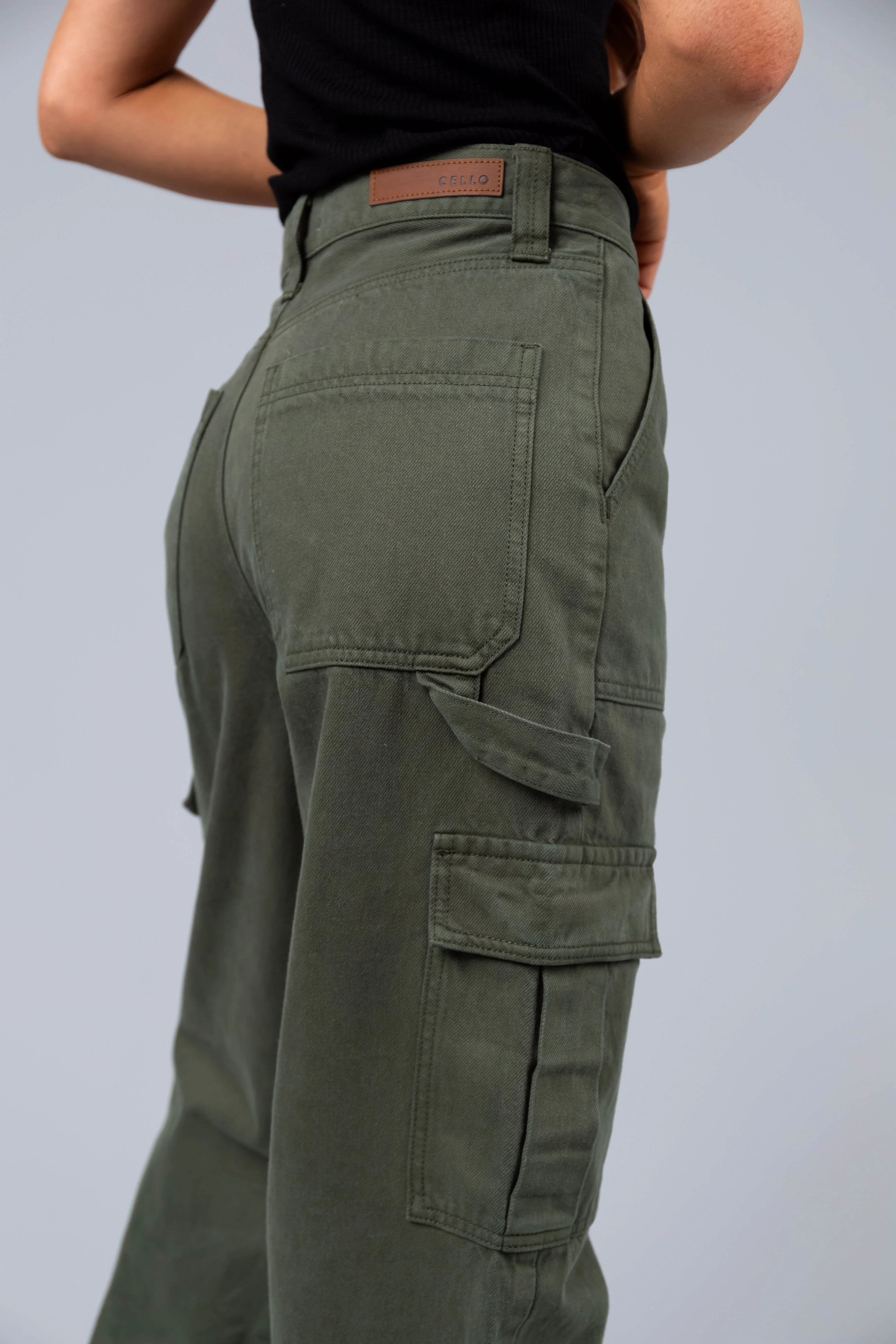 Cello Army Green High Rise Carpenter Jeans - LD SALE