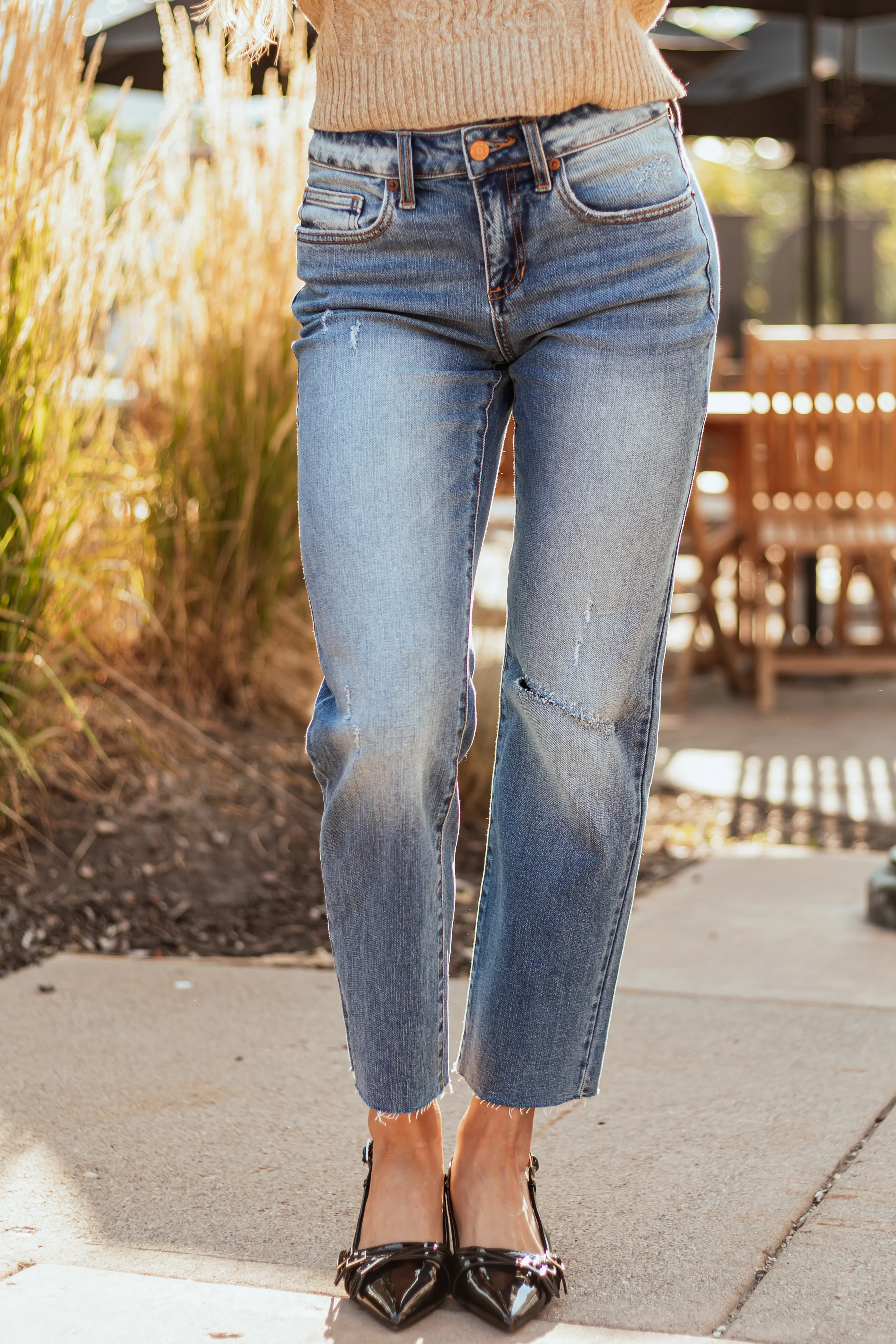 Sneak Peek Medium Wash Straight Leg Jeans - LD SALE