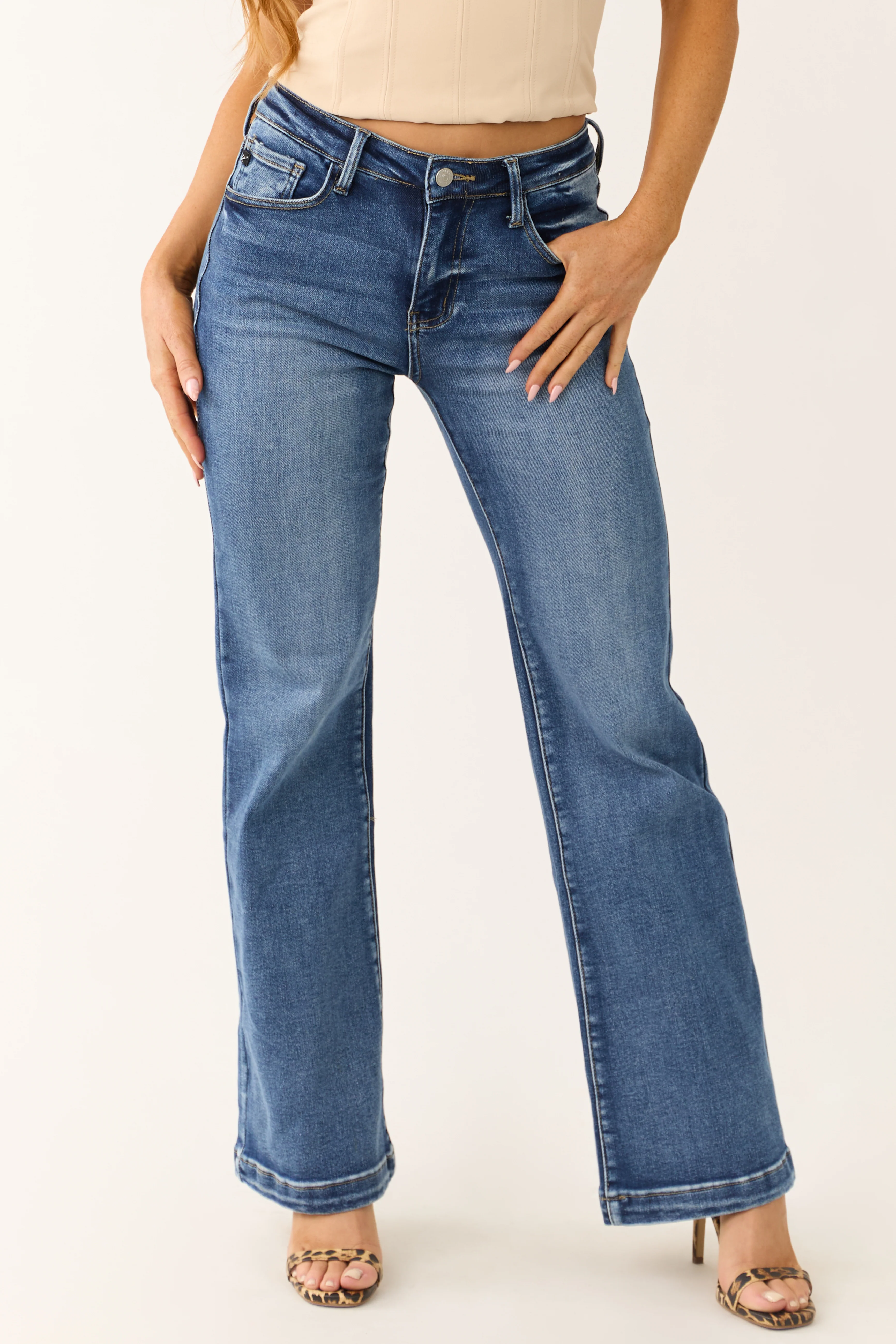 KanCan Dark Wash High Rise Wide Leg Flare Jeans - LD SALE