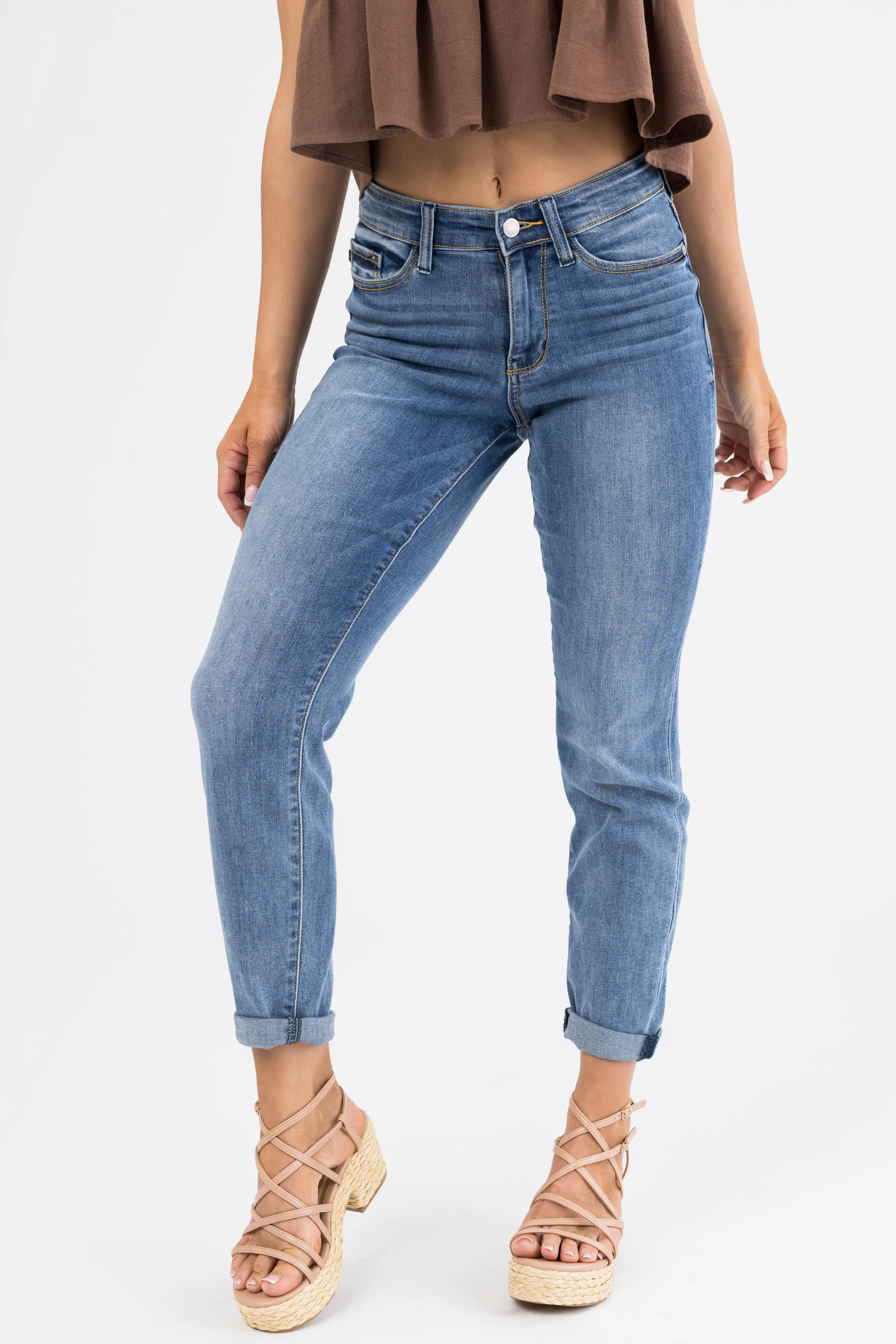 Judy Blue Medium Wash Straight Leg Ankle Jeans - LD SALE