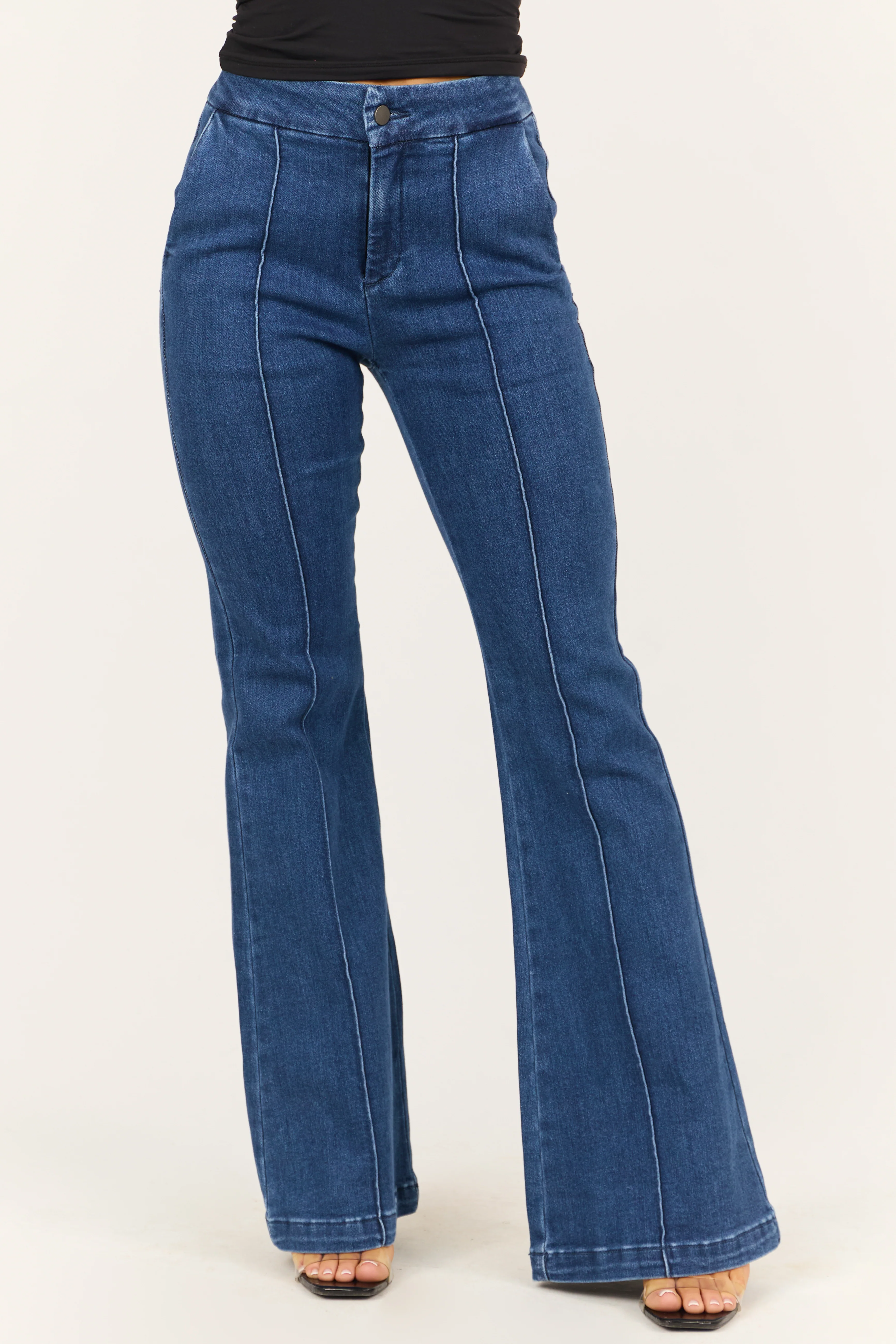 Special A Dark Wash High Rise Front Seam Flare Jeans - LD SALE