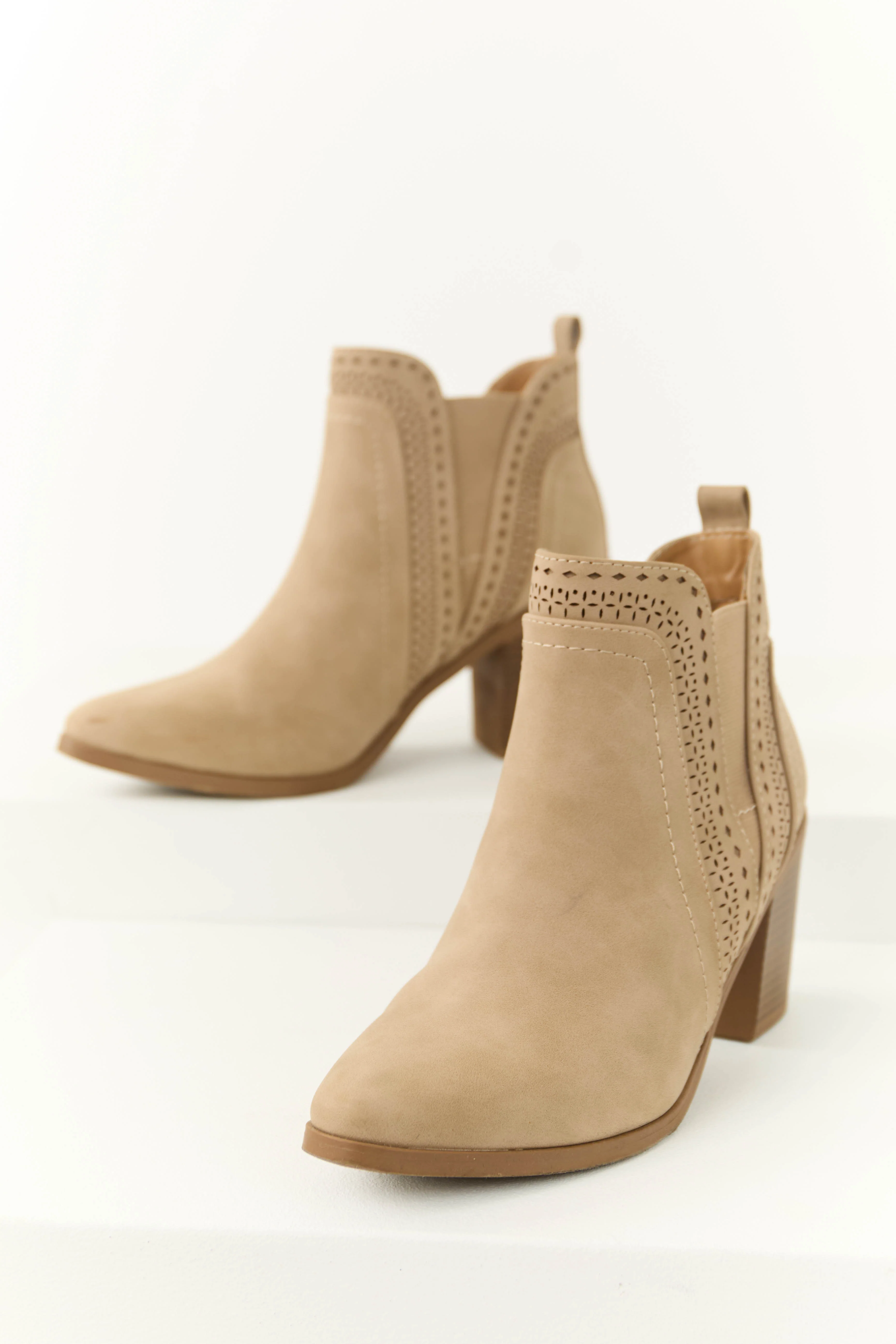 Latte Block Square Heel Ankle Booties - LD SALE