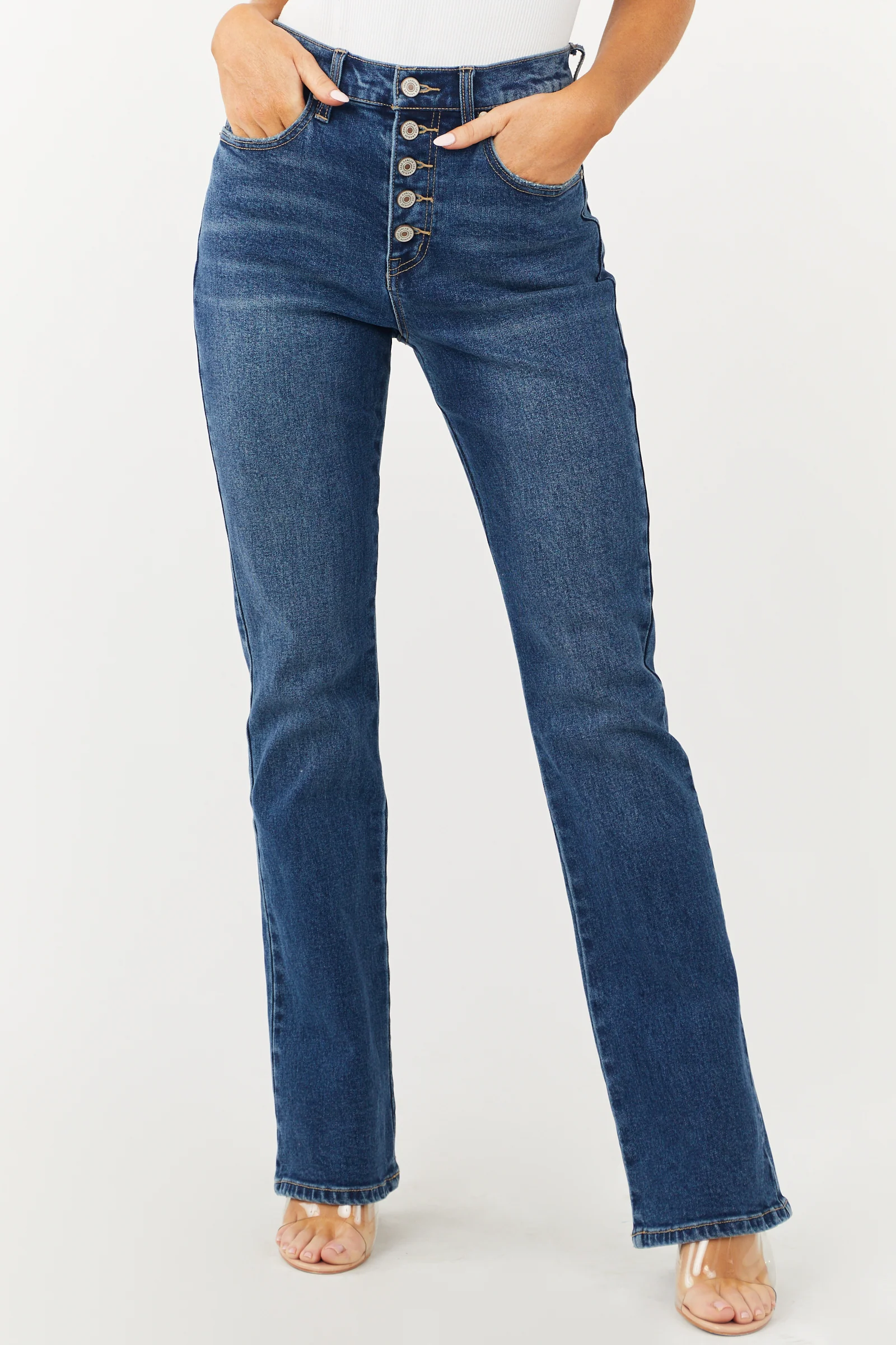 KanCan Vintage Dark High Rise Button Fly Bootcut Jeans - LD SALE