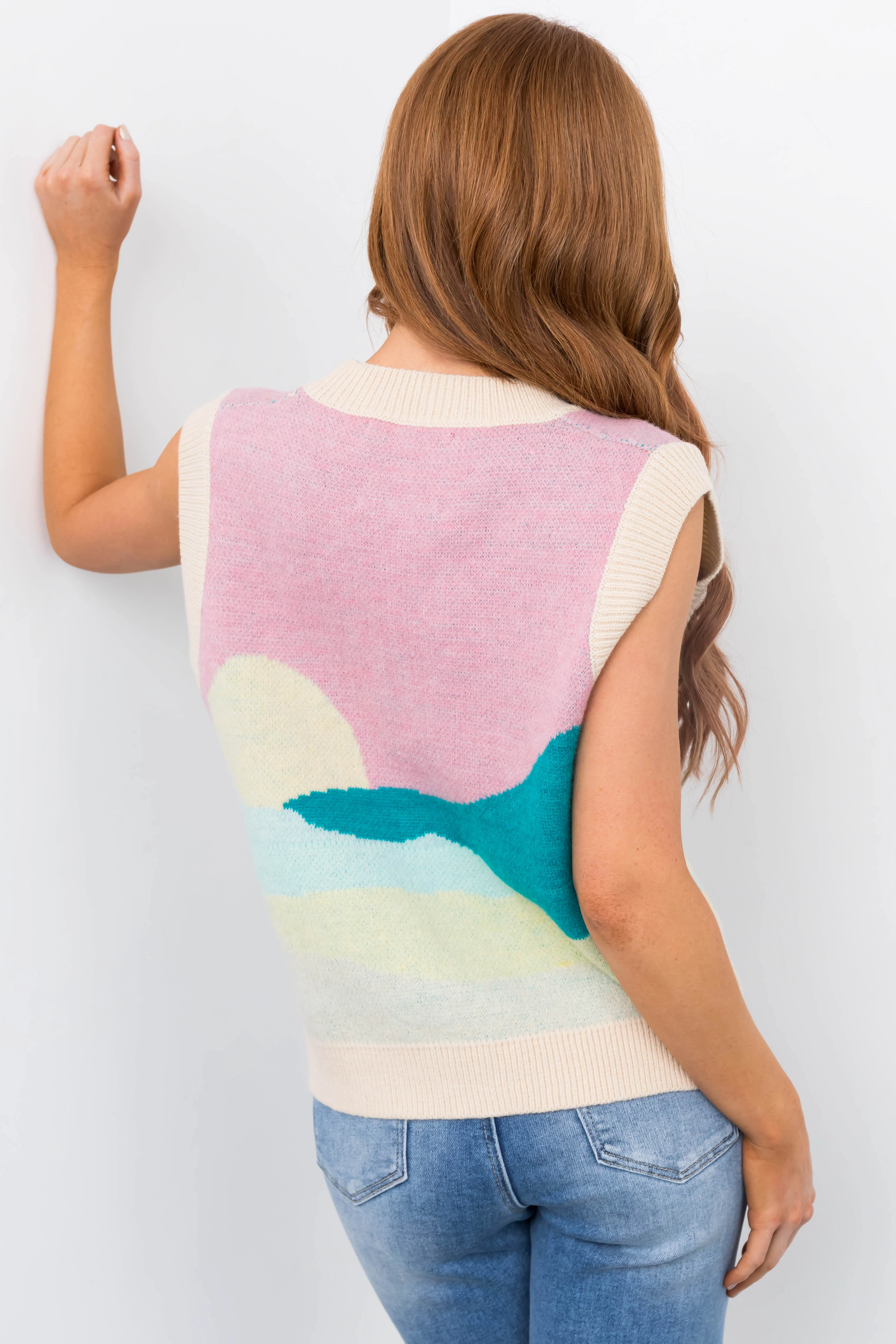 Cherry Blossom Patterned Sweater Vest - LD SALE