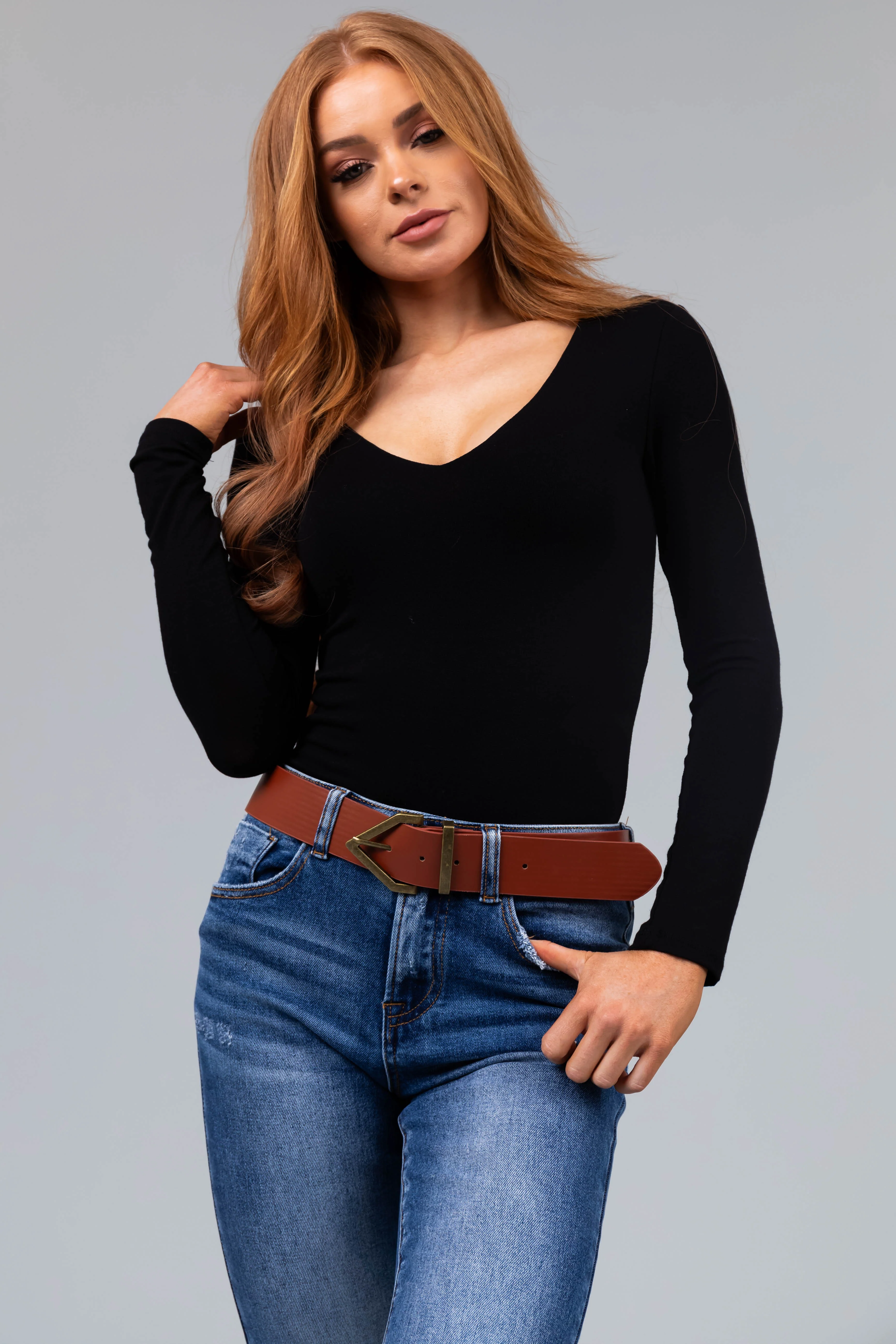 Cinnamon Diamond Pointed Buckle Belt - LD SALE