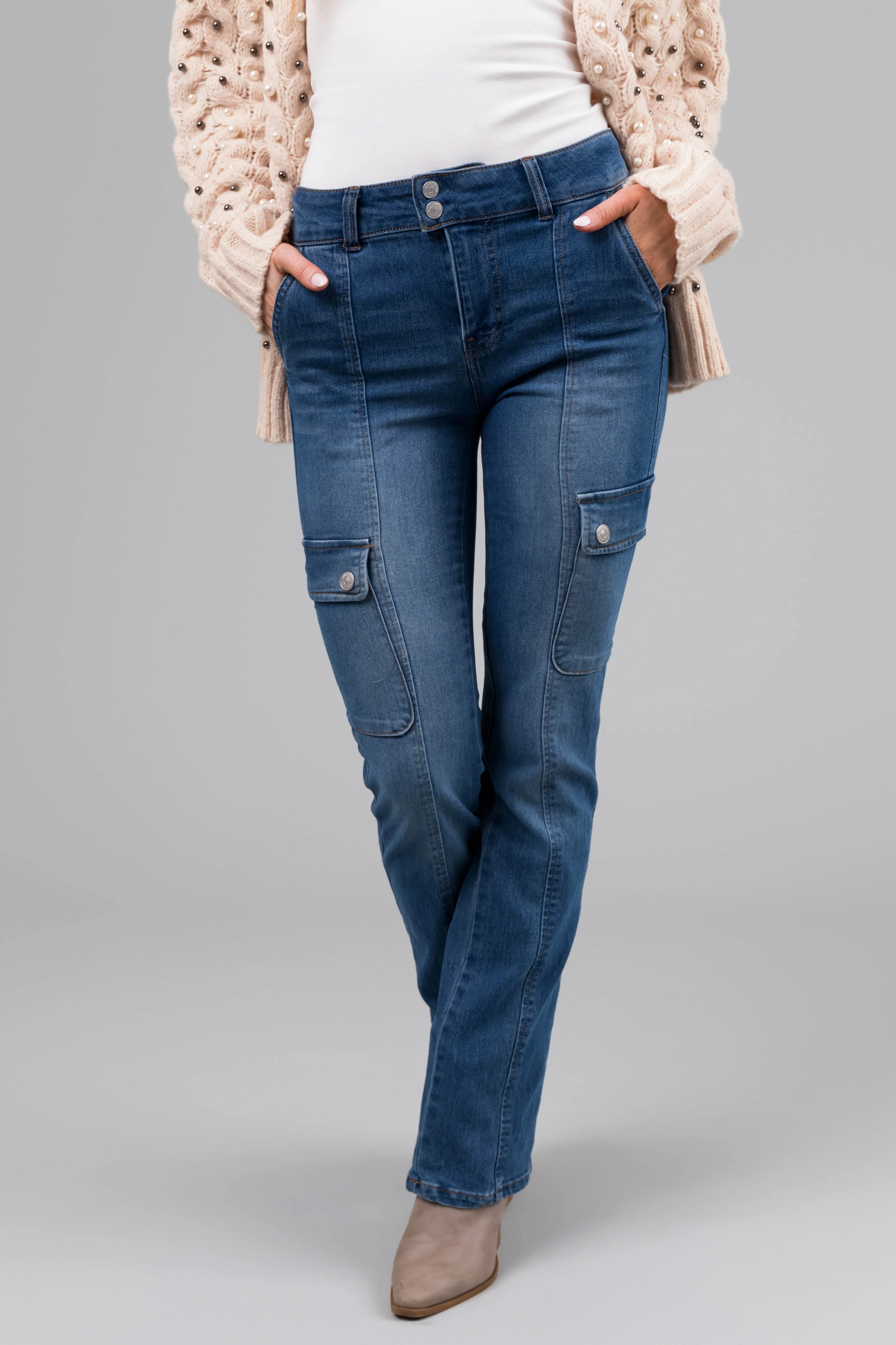 Almost Famous Medium Wash Flare Leg Jeans - LD SALE