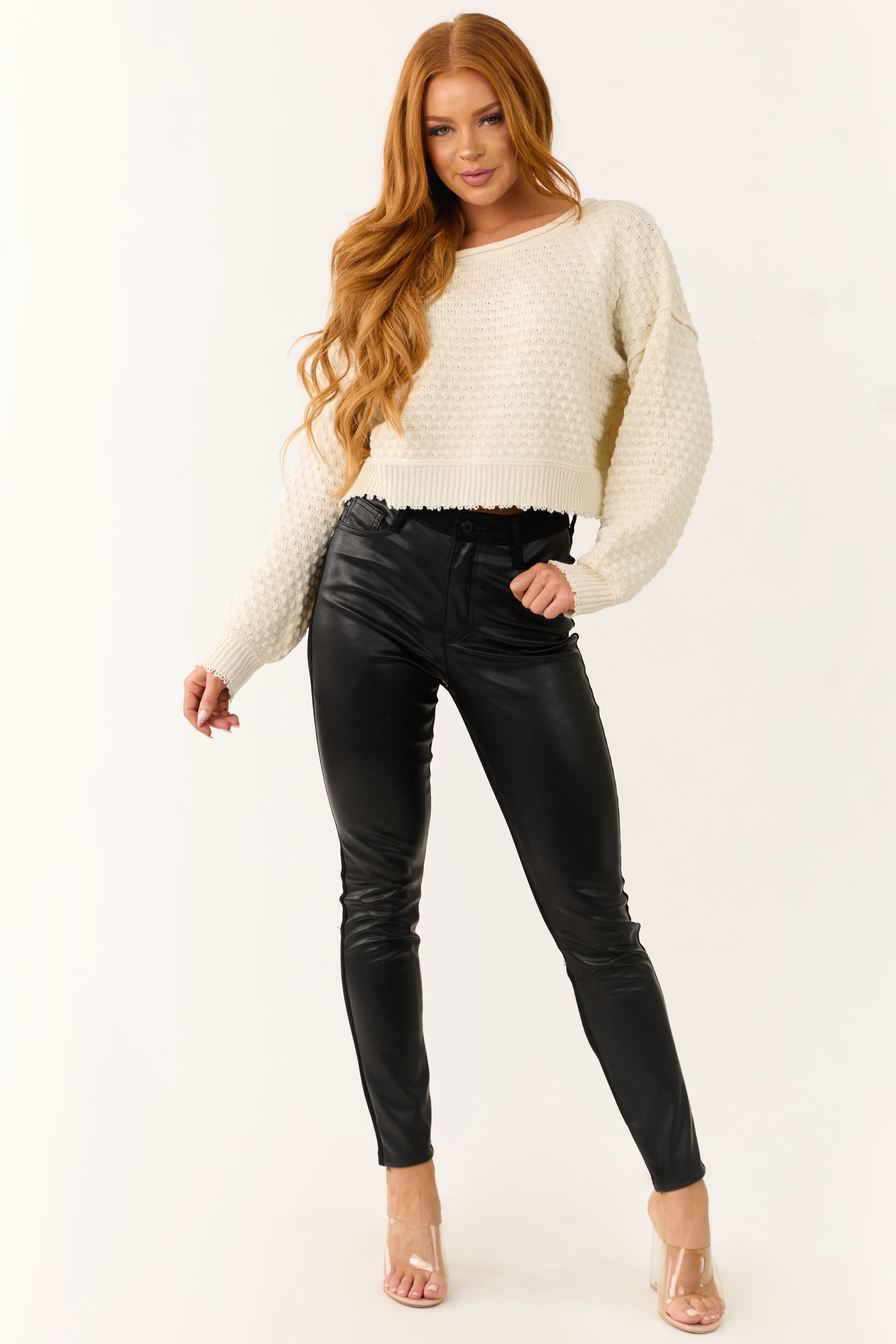 Judy Blue Black Faux Leather Denim Skinny Jeans - LD SALE