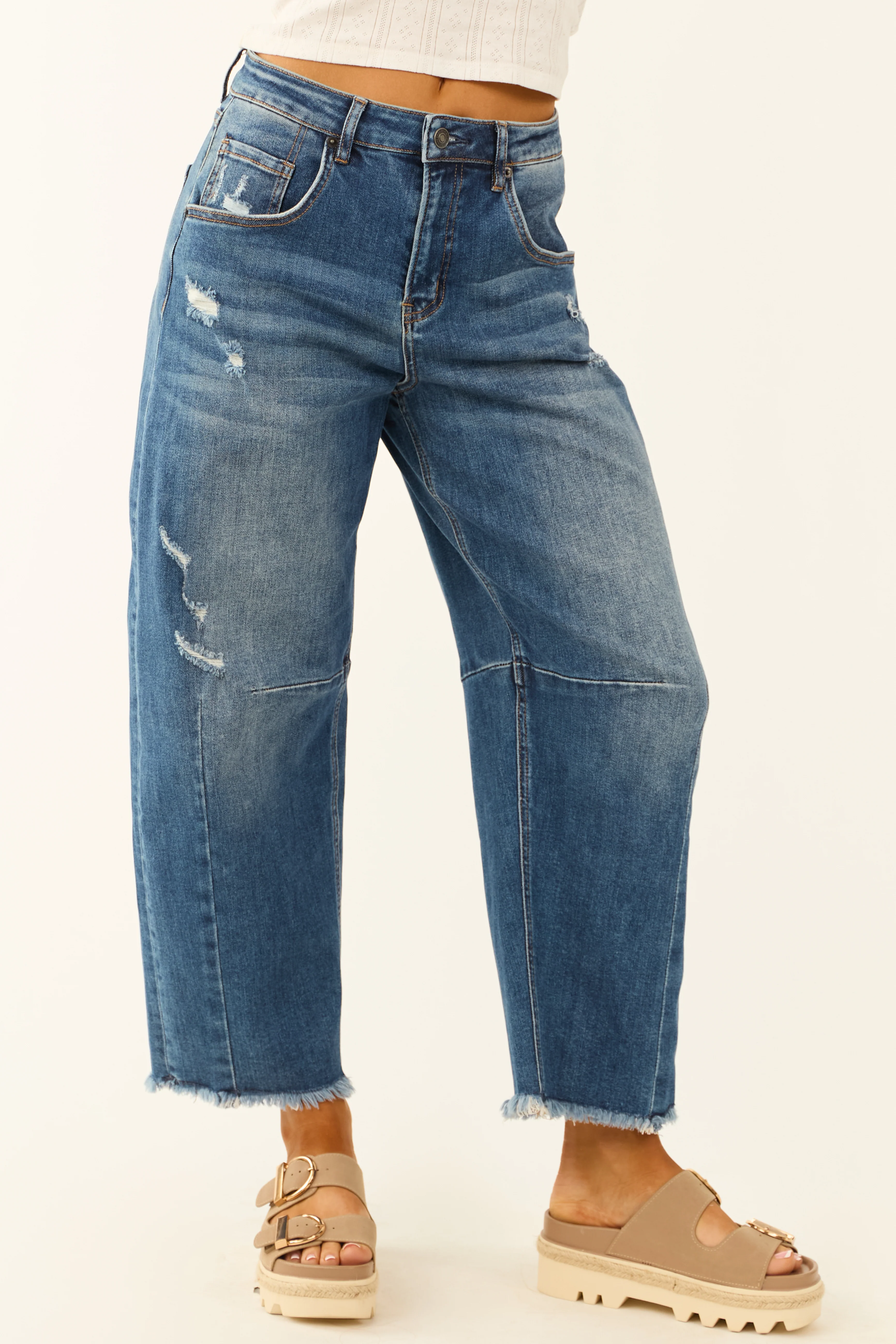 Mica Denim Dark Wash Ankle Stretchy Barrel Jeans - LD SALE