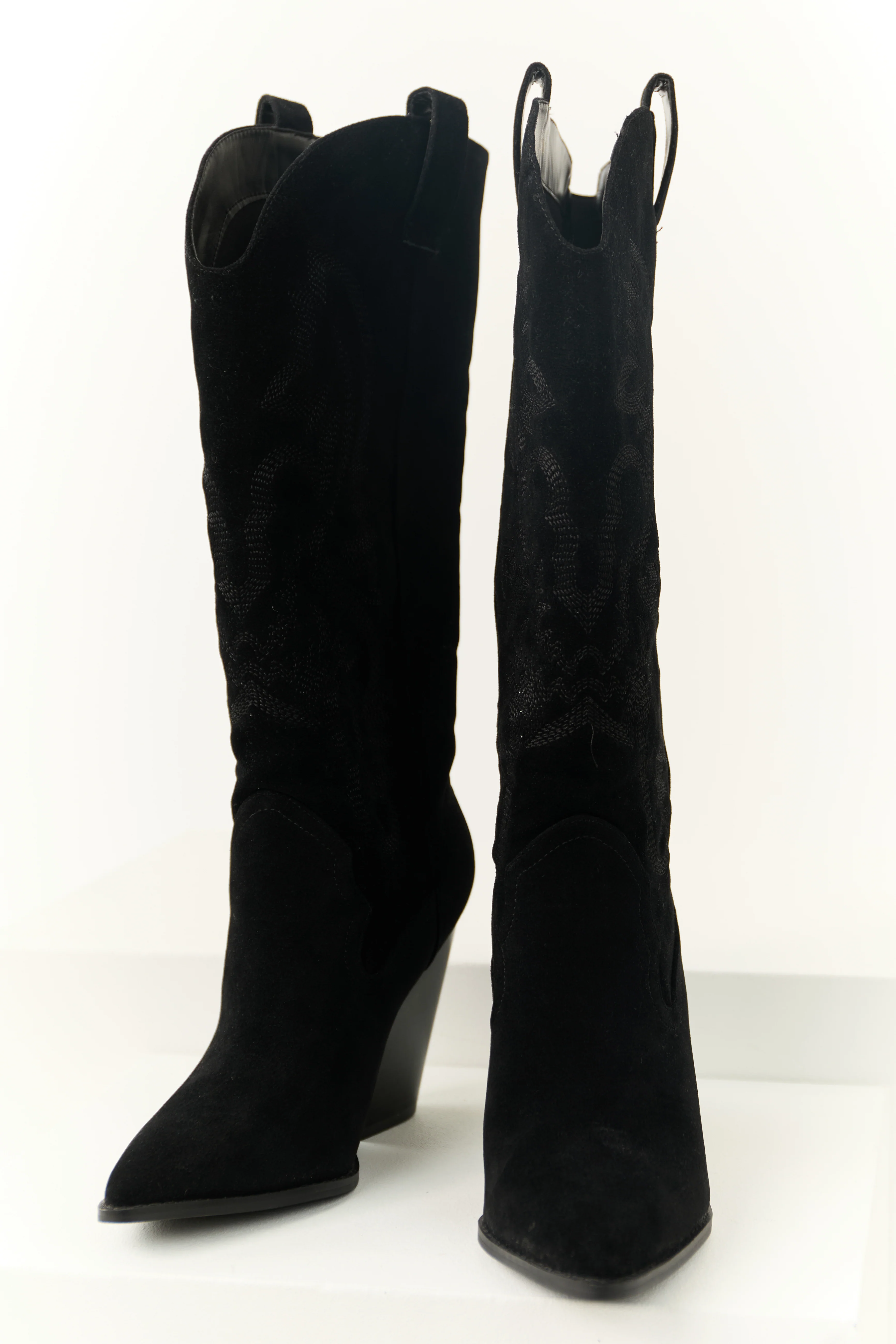 Black Western Embroidered Heeled Boots - LD SALE