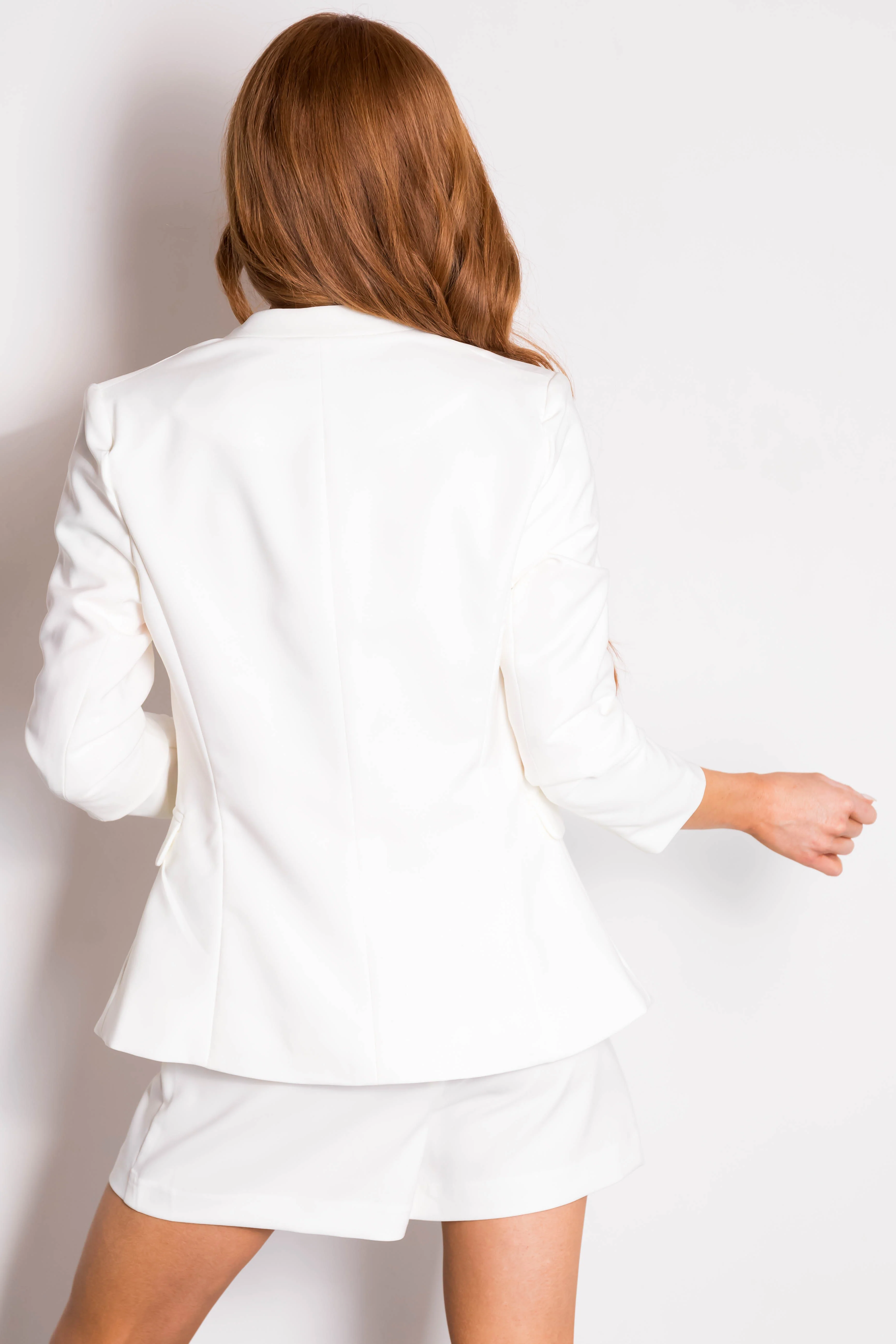 Off White Open Front Solid Blazer - LD SALE