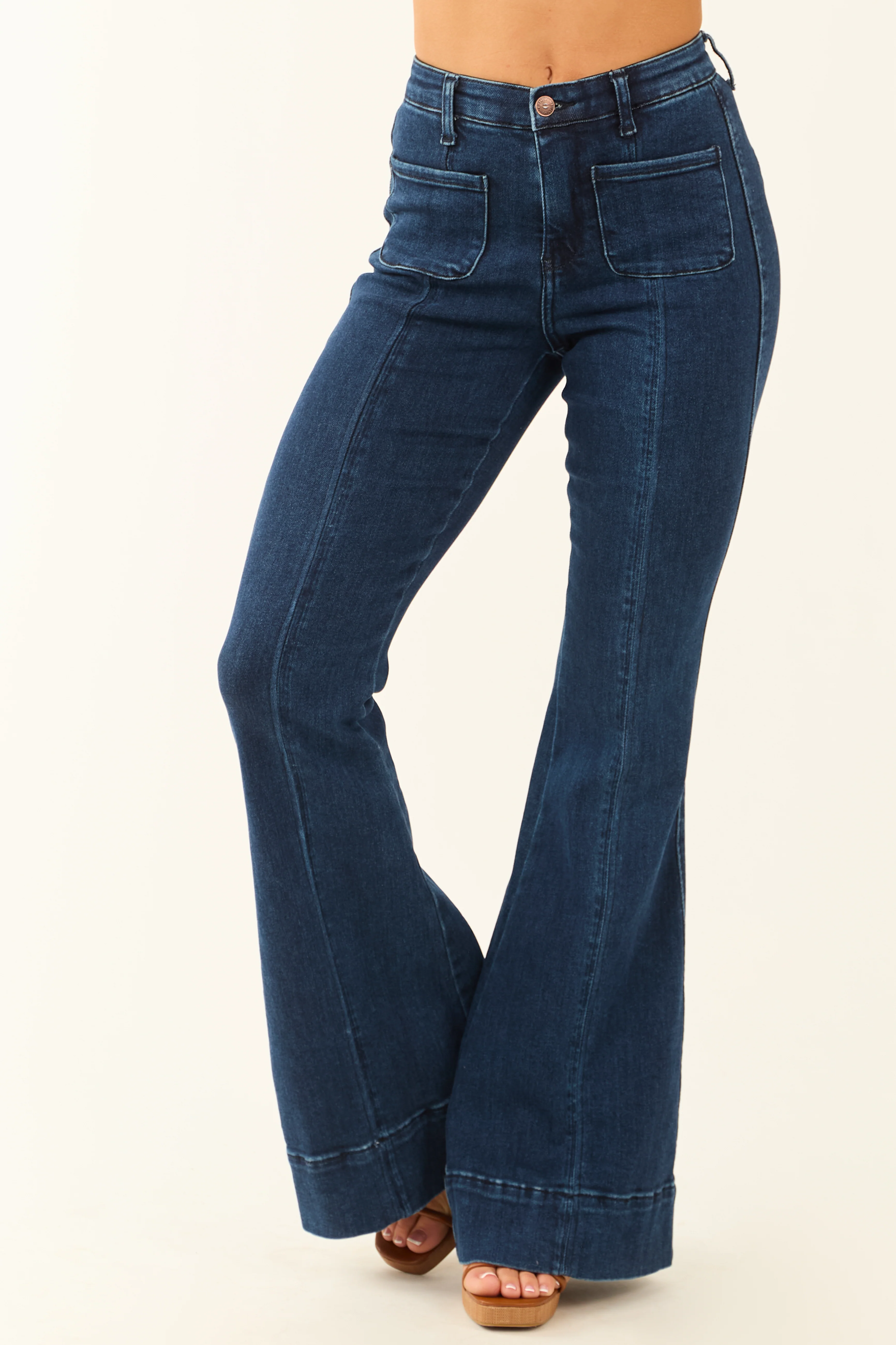 Special A Dark Tummy Control Stretchy Flare Jeans - LD SALE