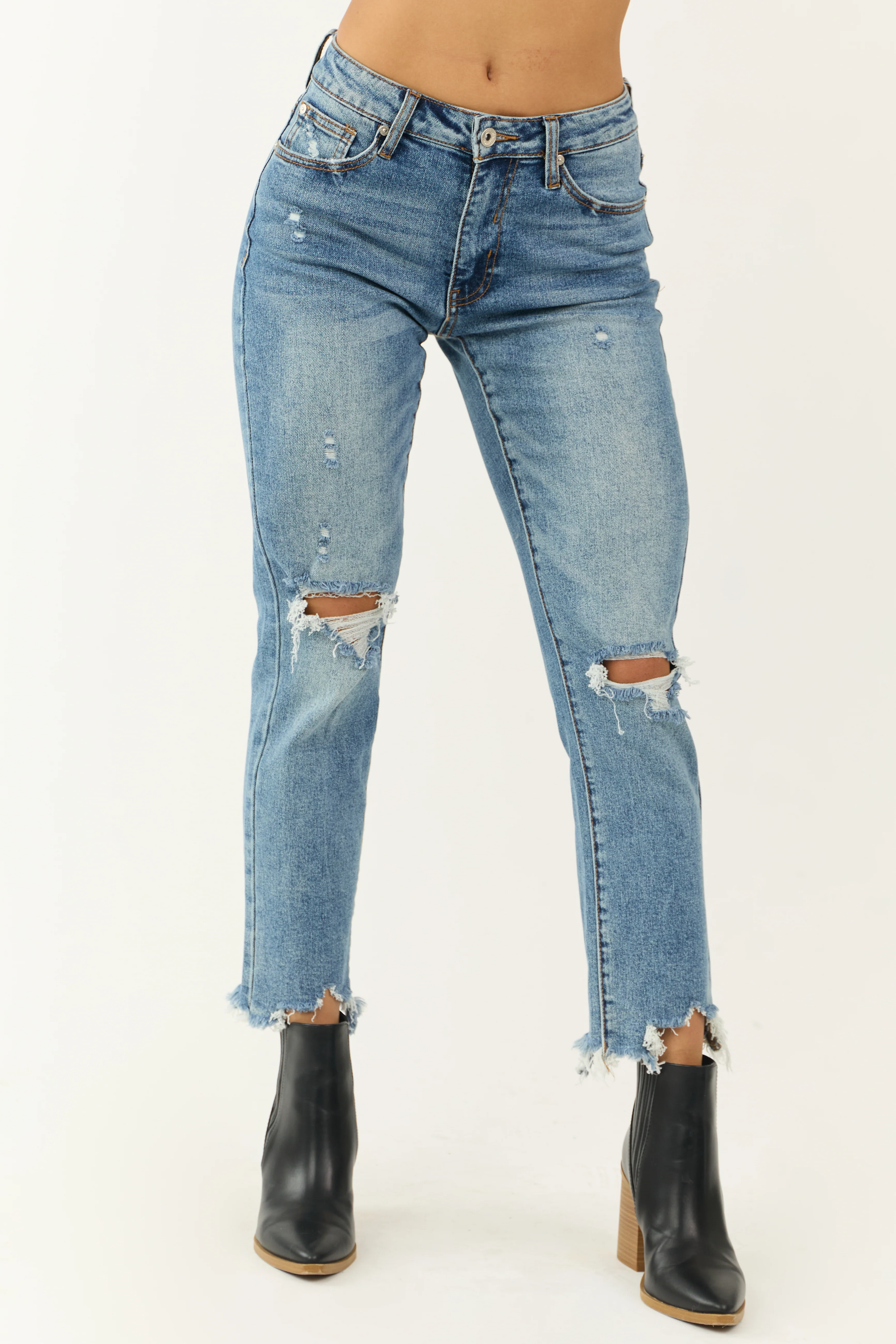 Special A Medium Wash Straight Leg Tummy Control Jeans - LD SALE