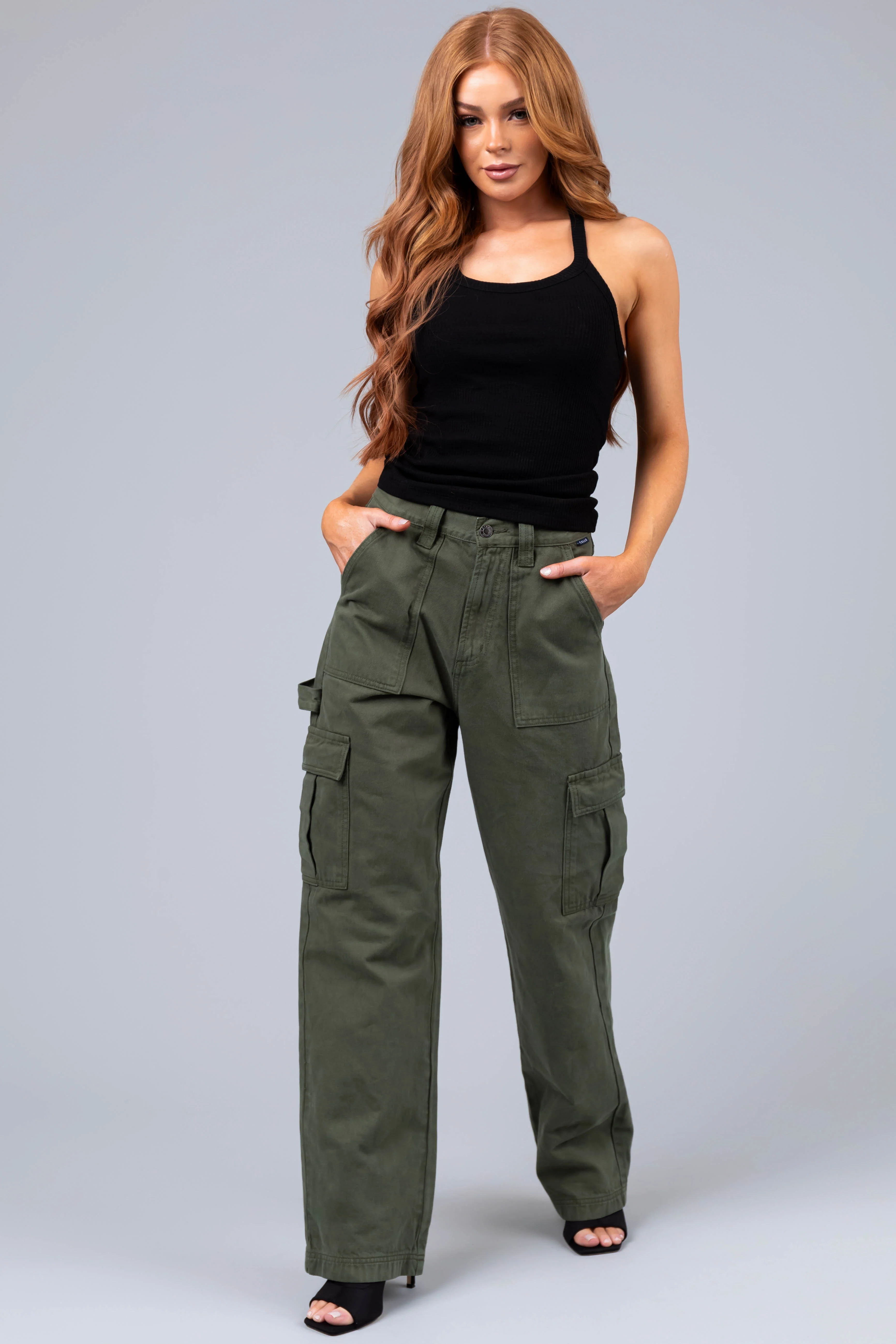 Cello Army Green High Rise Carpenter Jeans - LD SALE