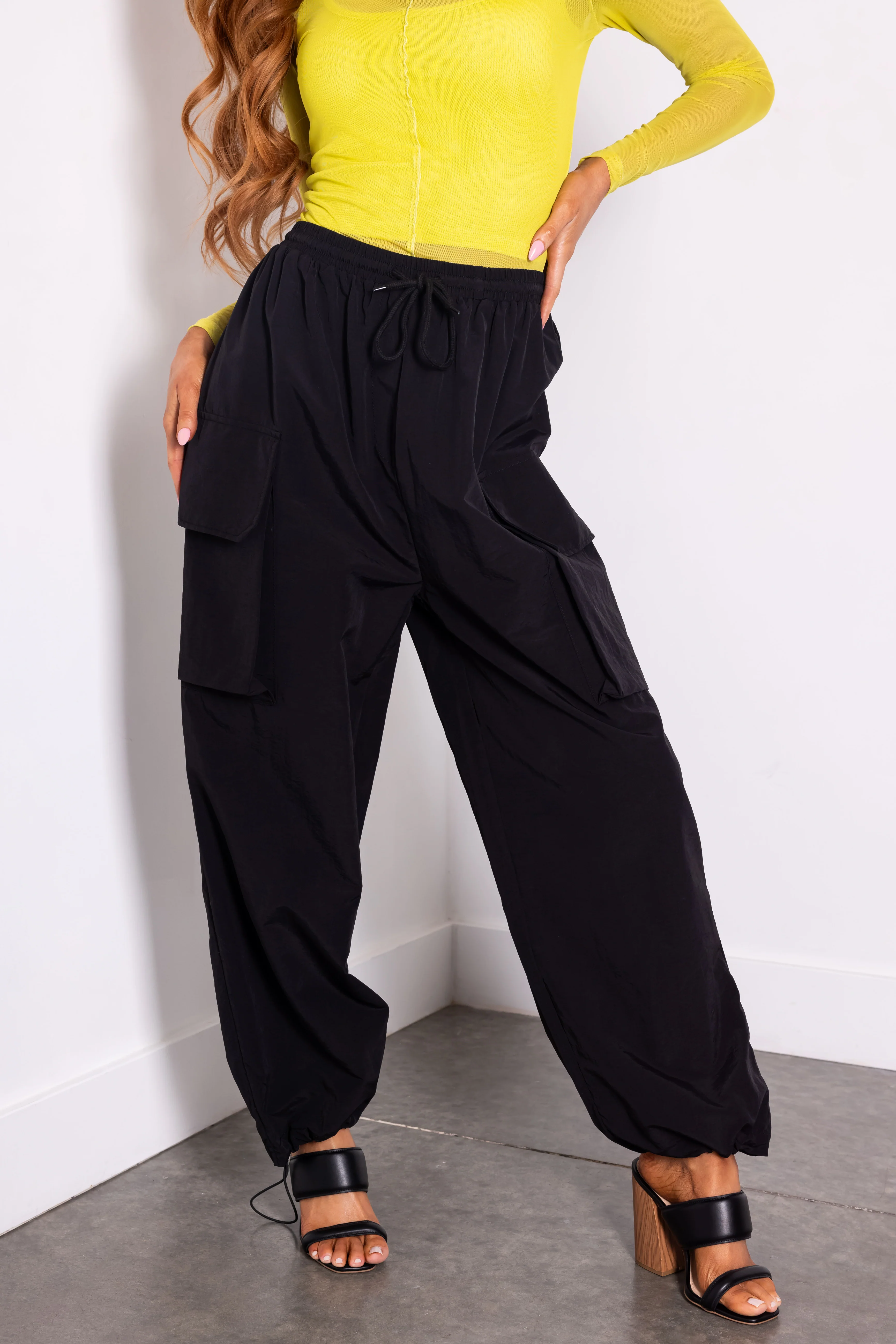 Black Drawstring Cargo Pants - LD SALE