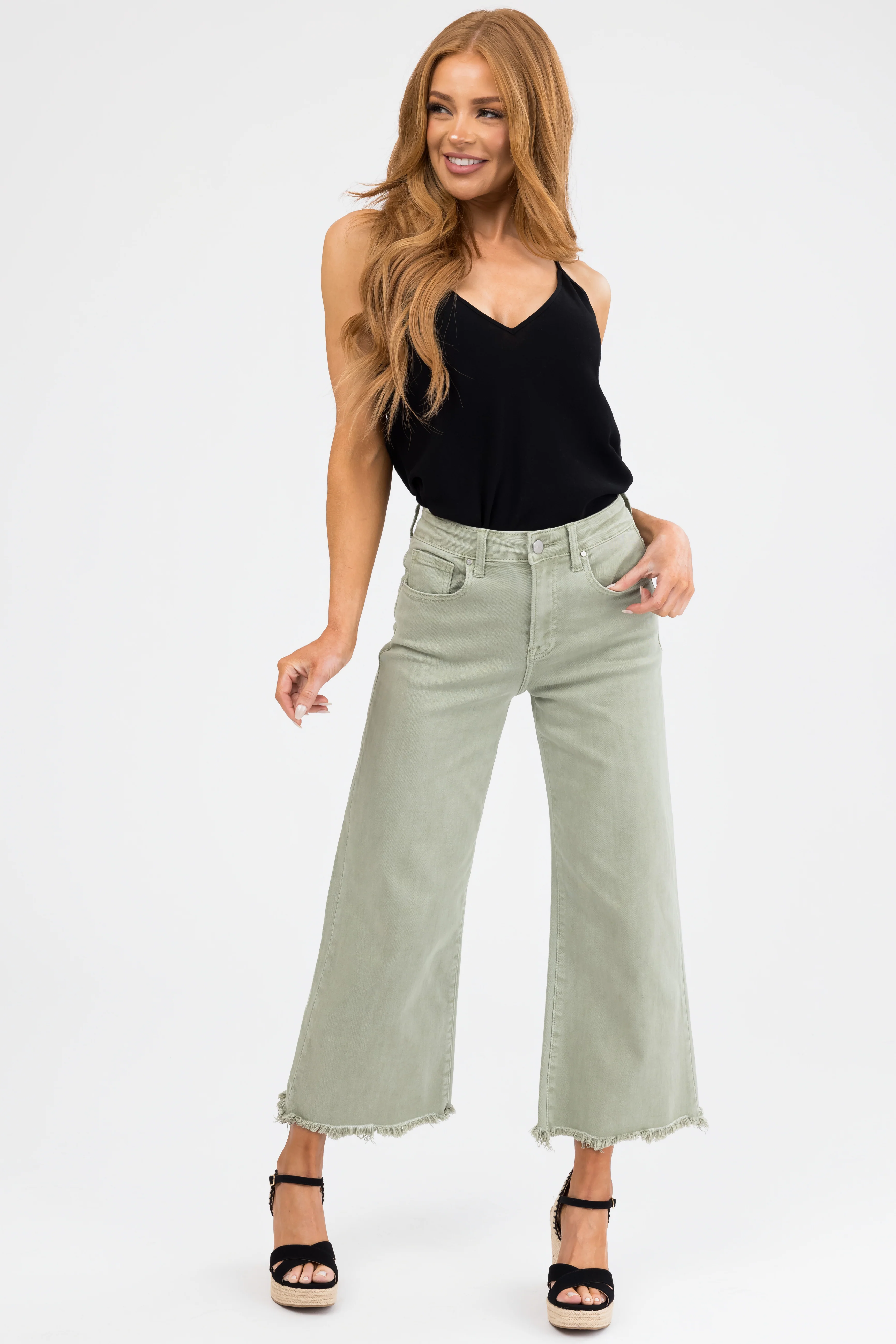 Risen Sage Wide Leg Cropped Jeans - LD SALE