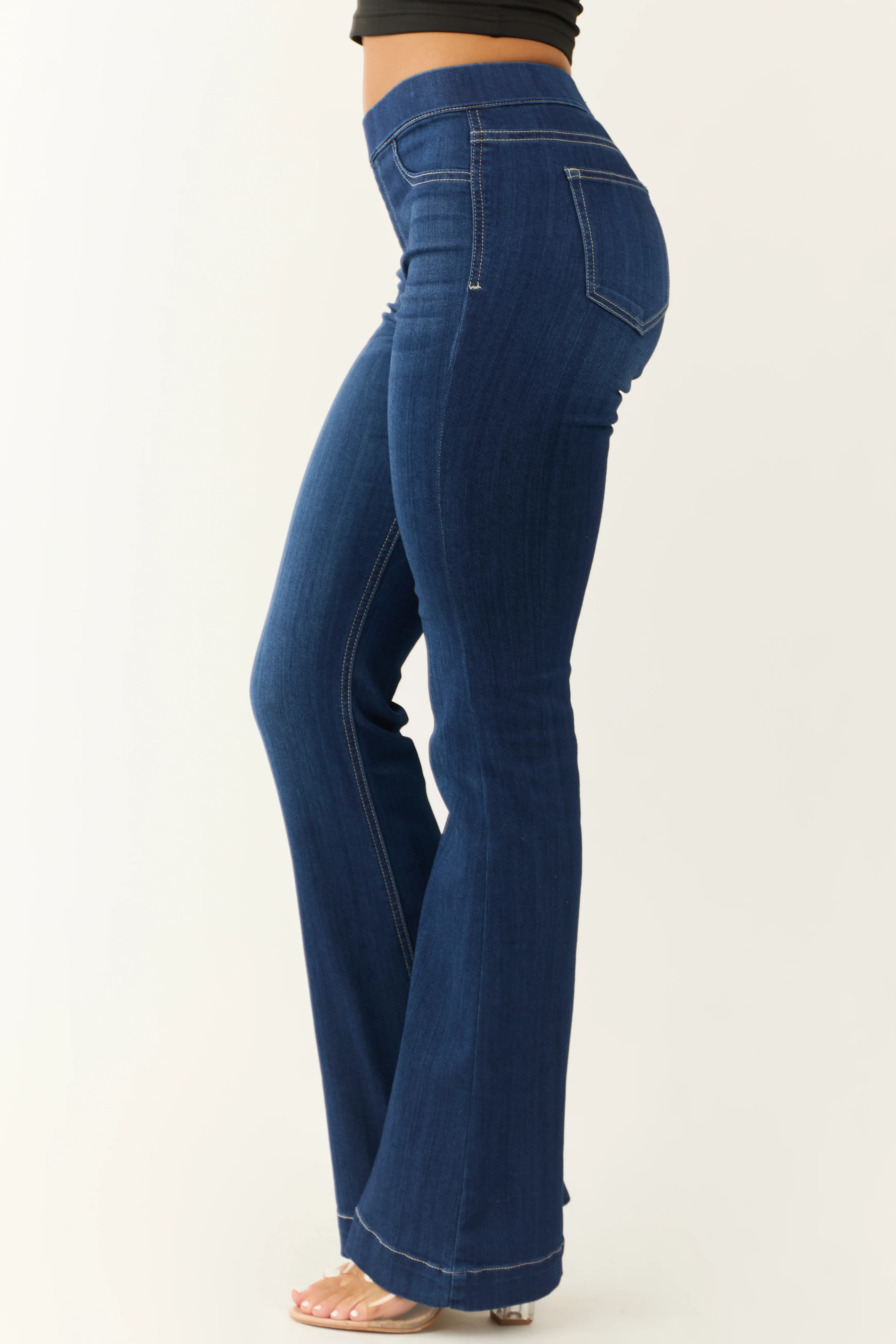 Cello Dark Wash Denim Mid Rise Flare Jeggings - LD SALE