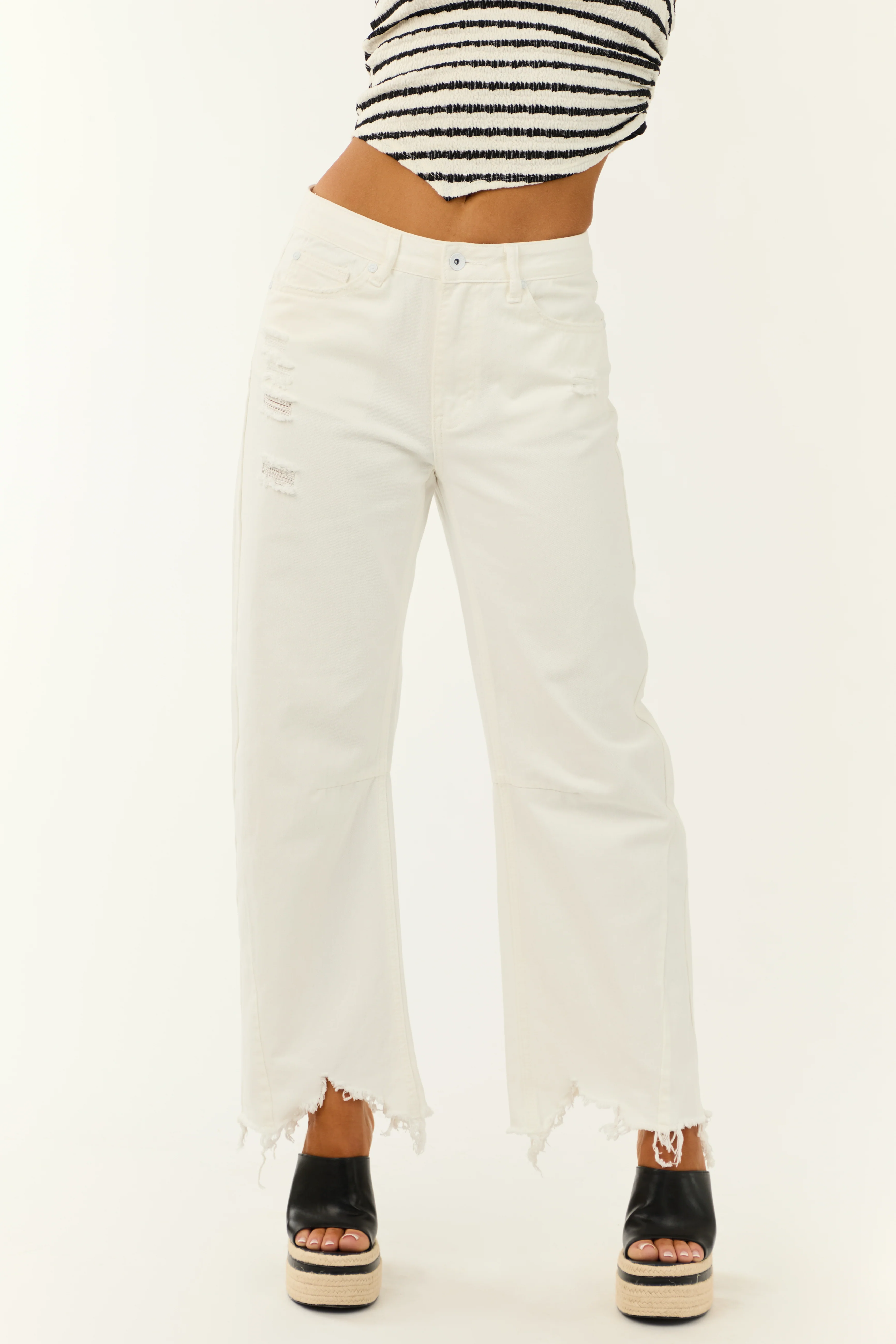 Special A Ivory High Rise Barrel Jeans - LD SALE