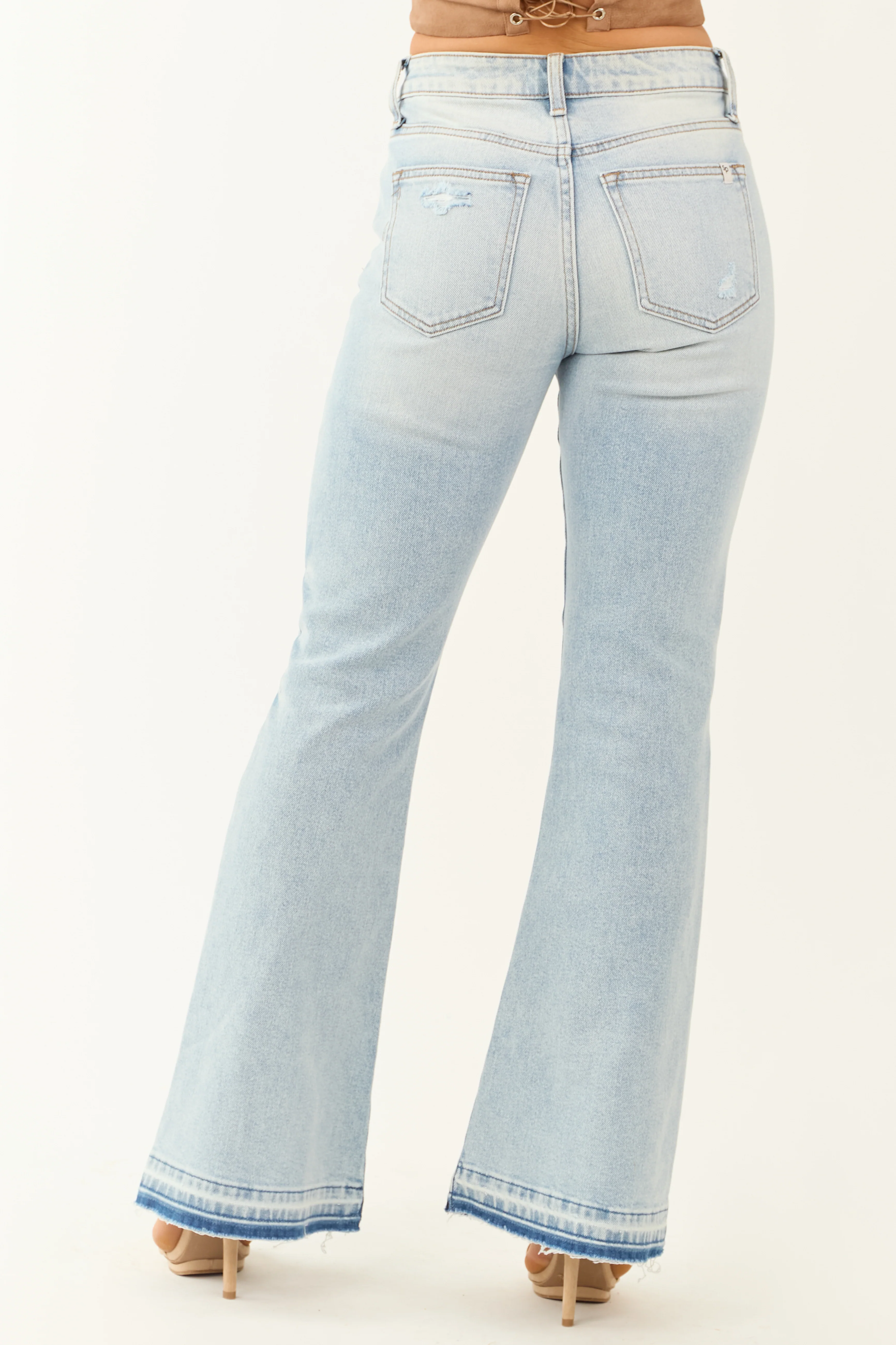 Sneak Peek Light Wash Flare Leg Stretchy Jeans - LD SALE