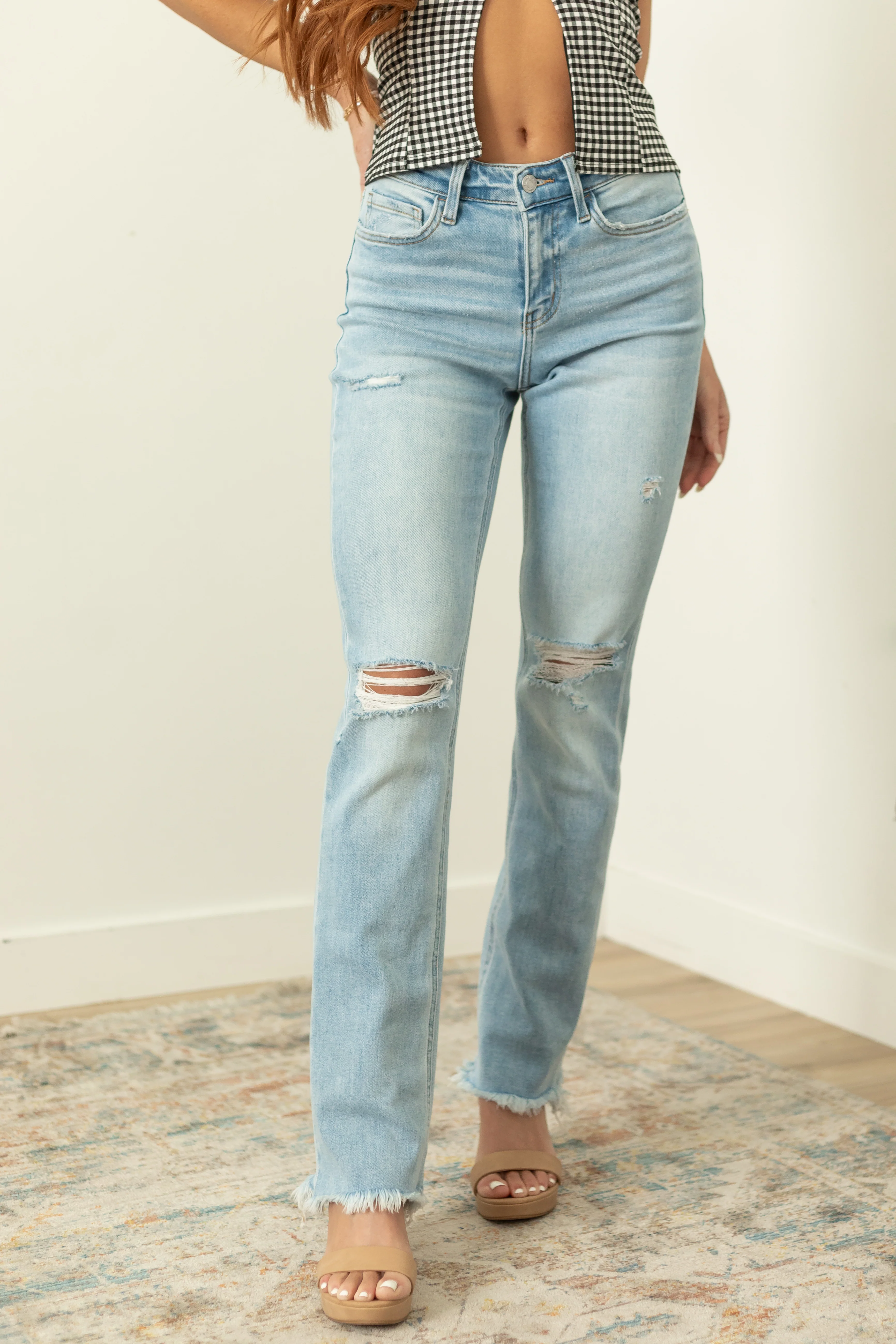 Flying Monkey Light Wash Stretchy Straight Jeans - LD SALE