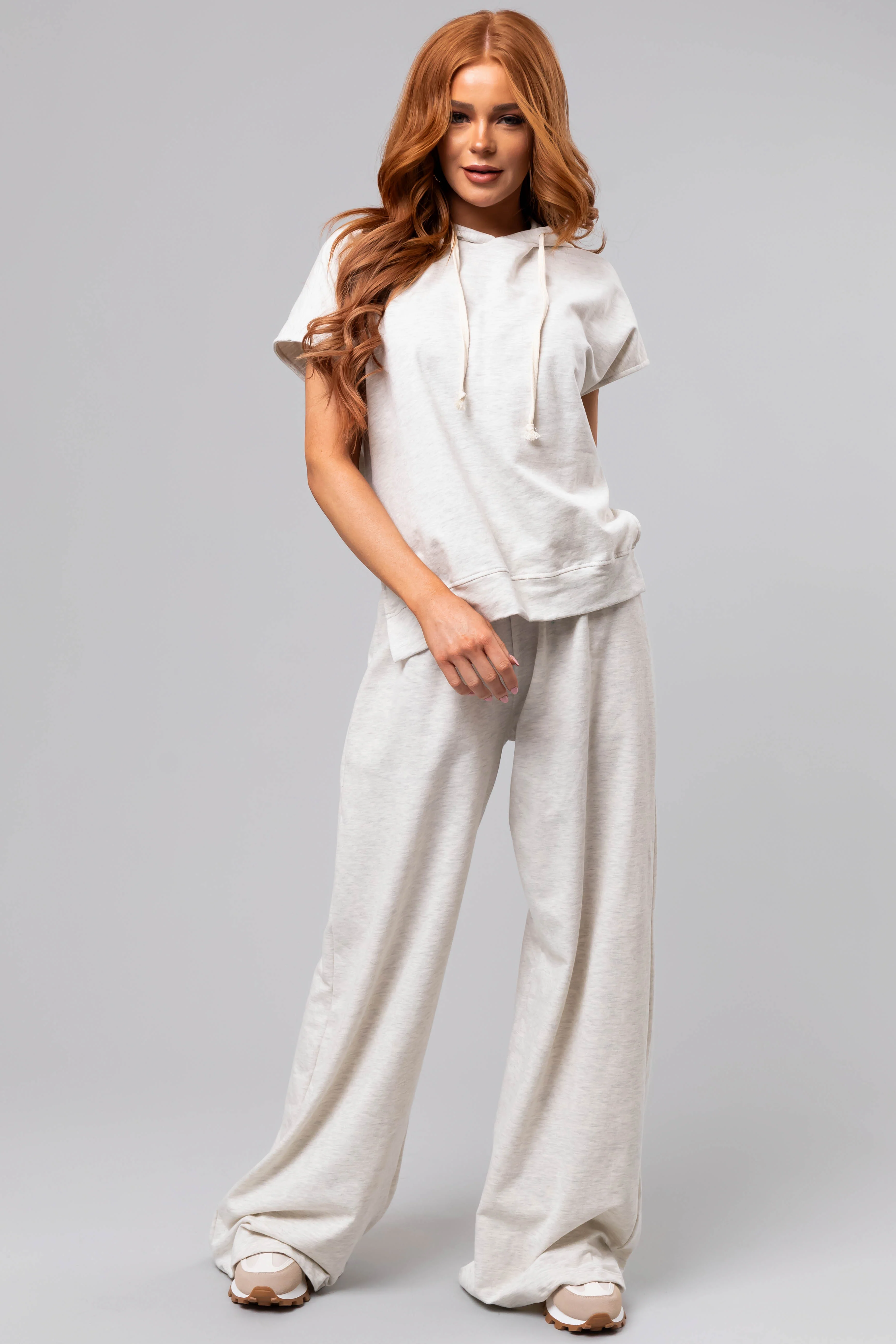 Coconut Short Sleeve Hooded Lounge Set - LD SALE