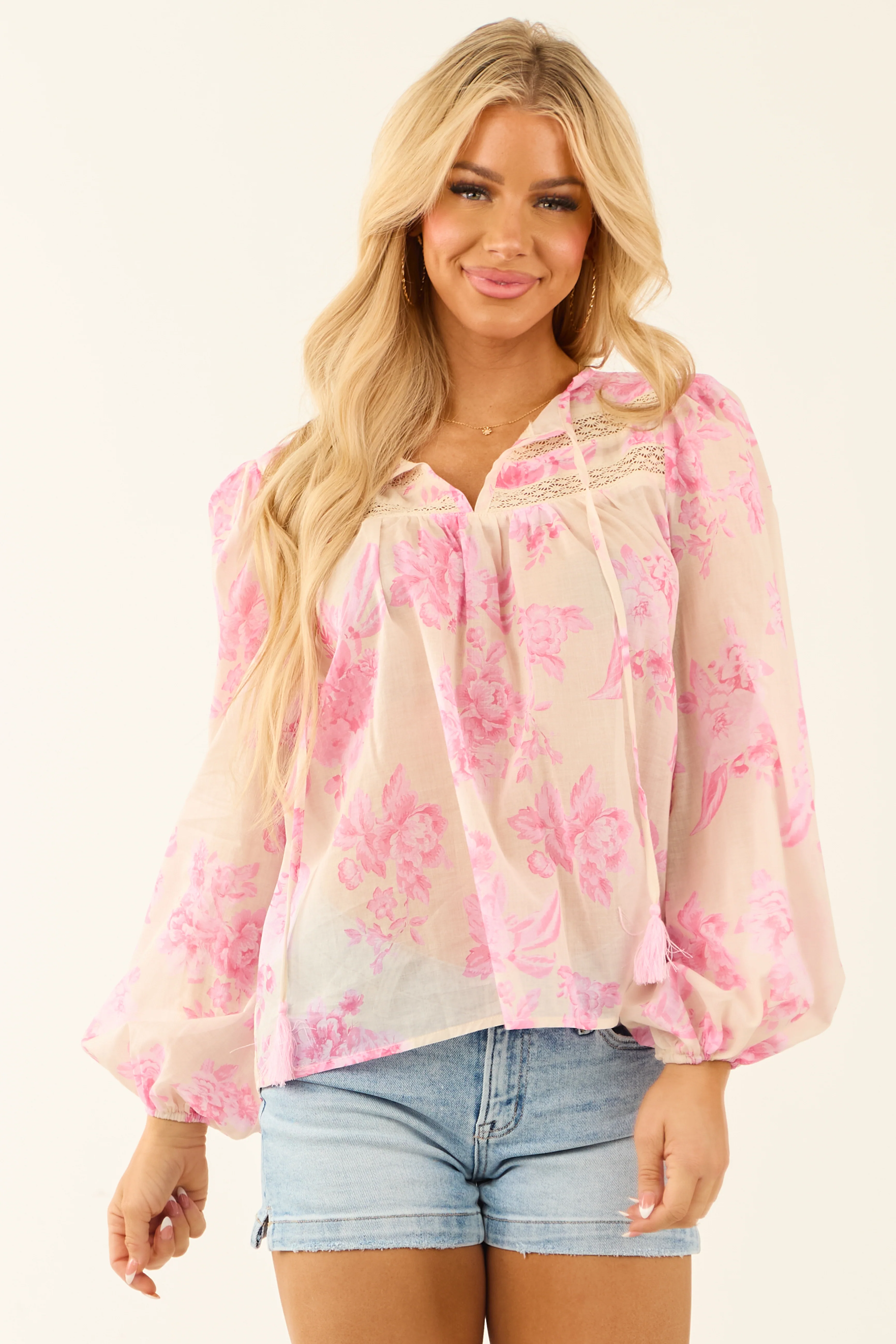 Flying Tomato Punch and Cream Floral Print Top - LD SALE