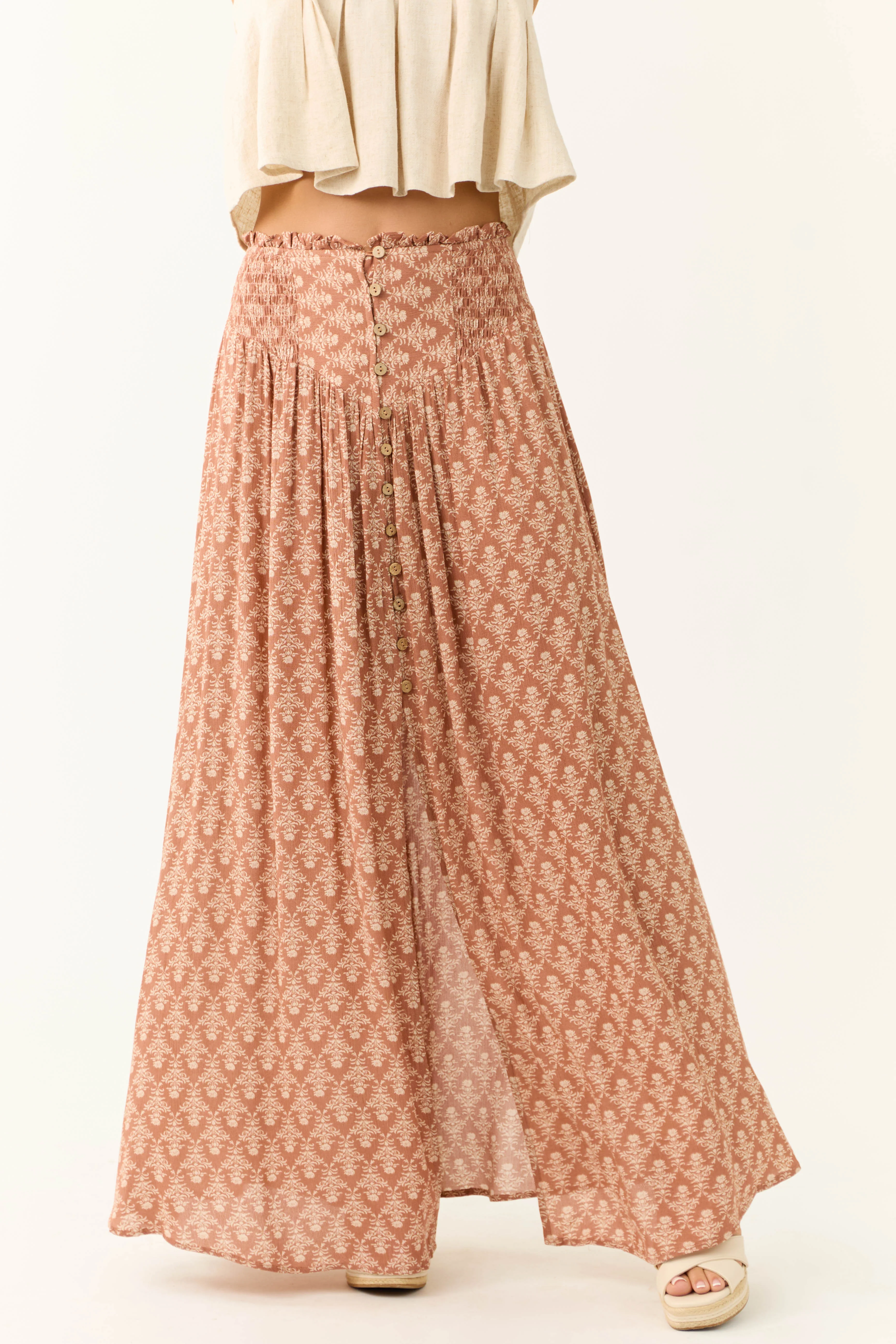 Ginger Abstract Floral Print Maxi Skirt - LD SALE