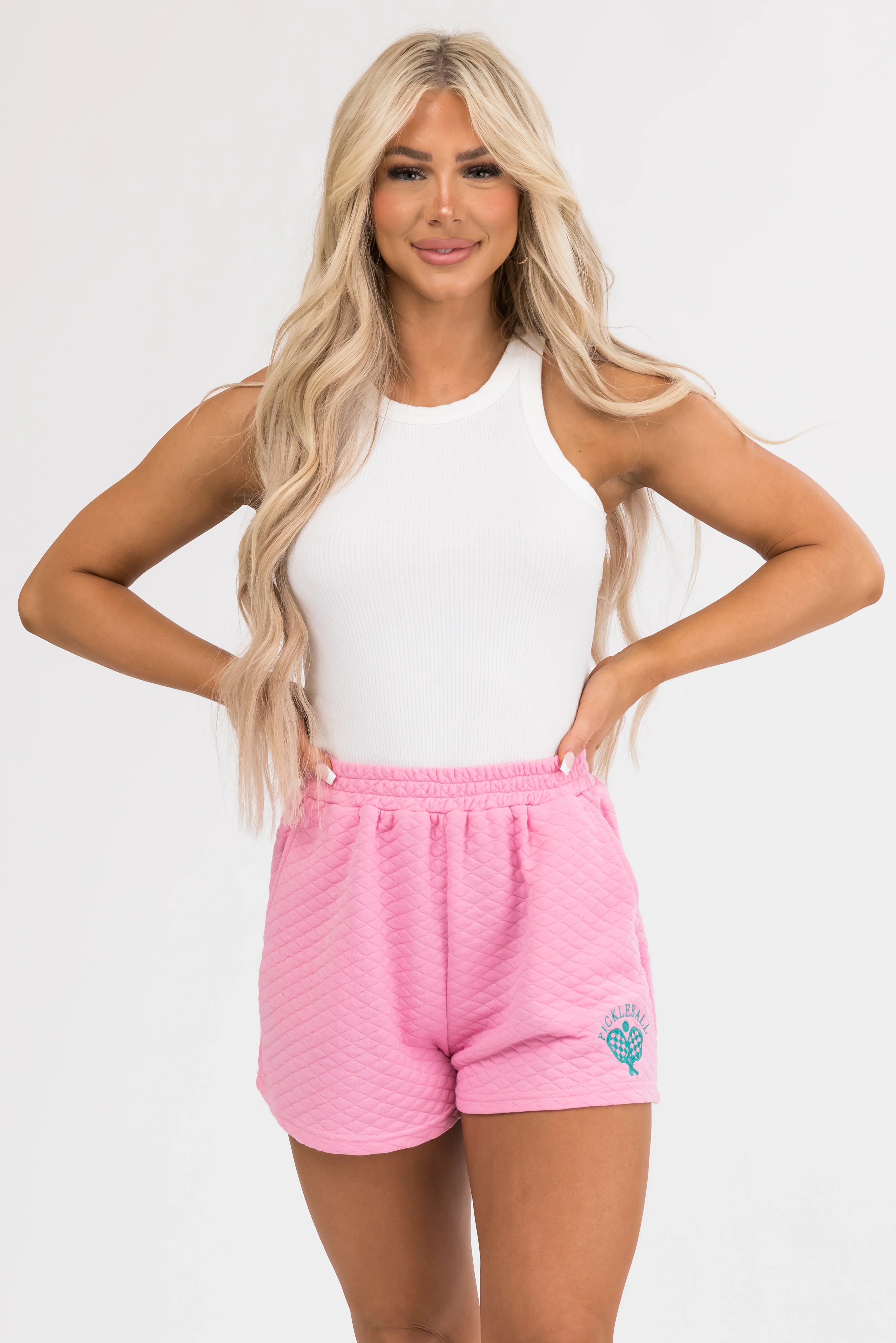 Carnation Quilted 'Pickleball' Graphic Shorts - LD SALE