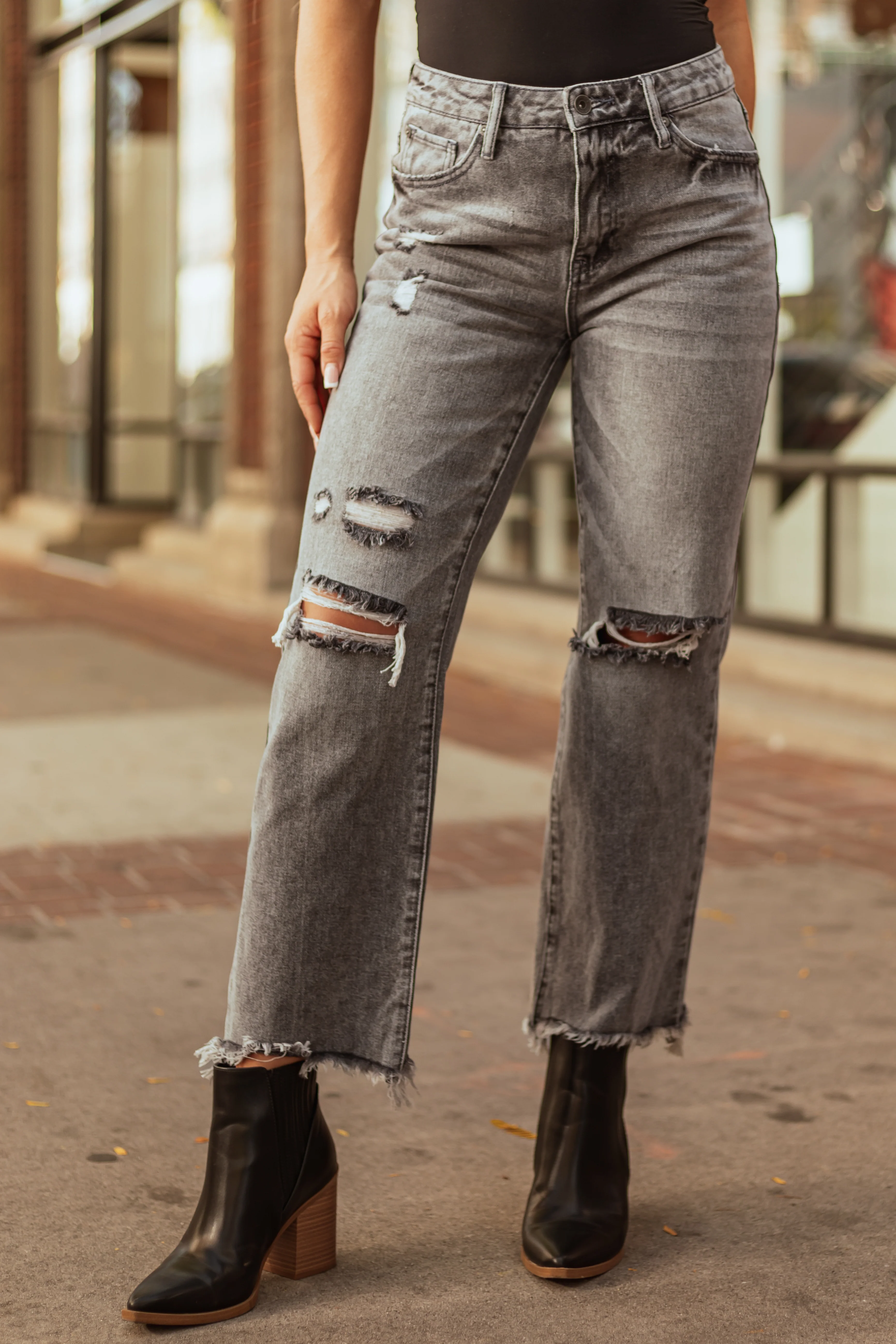 Special A Steel Distressed High Rise Mom Jeans - LD SALE