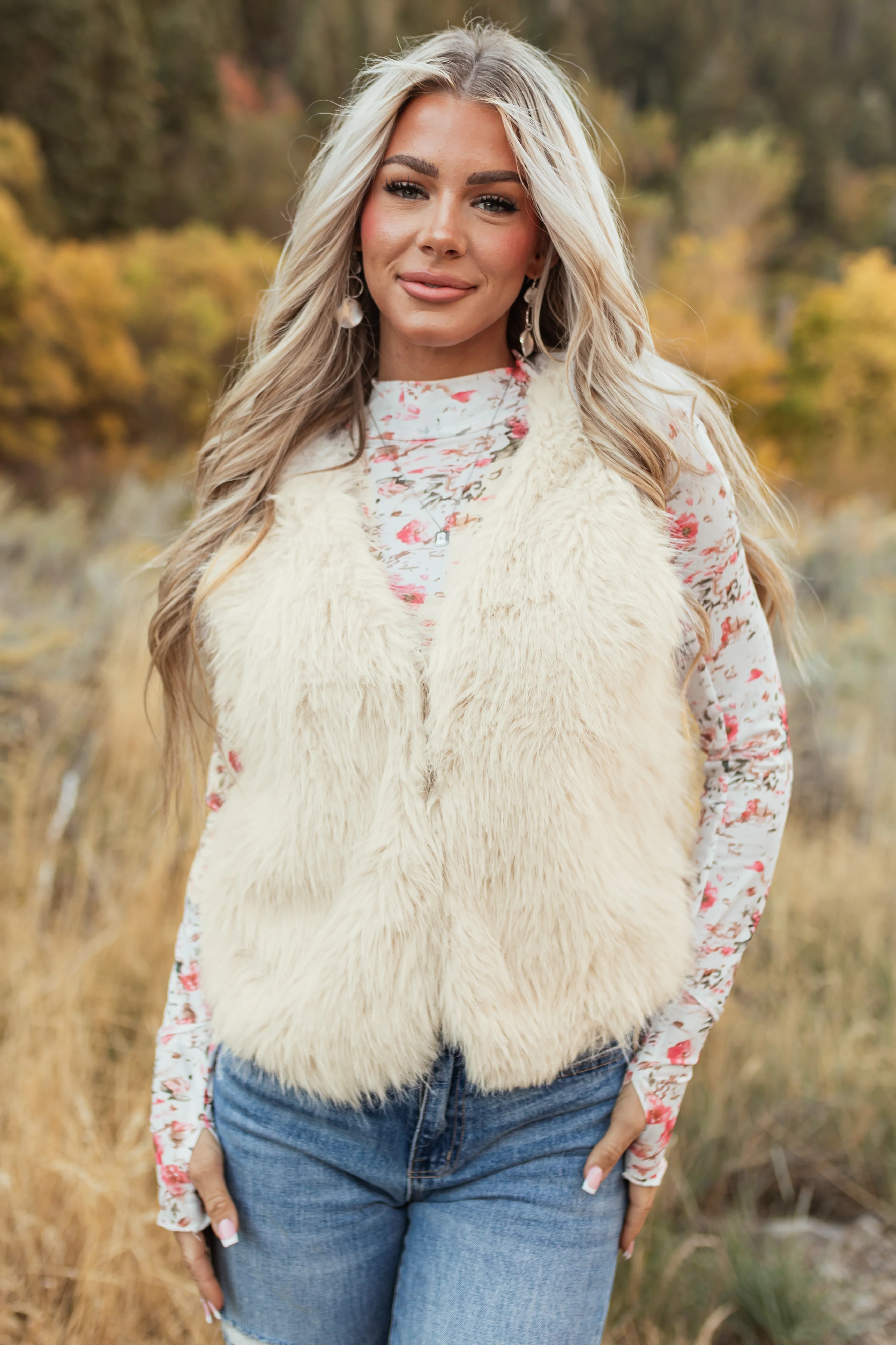 Vanilla Faux Fur Soft Open Vest - LD SALE
