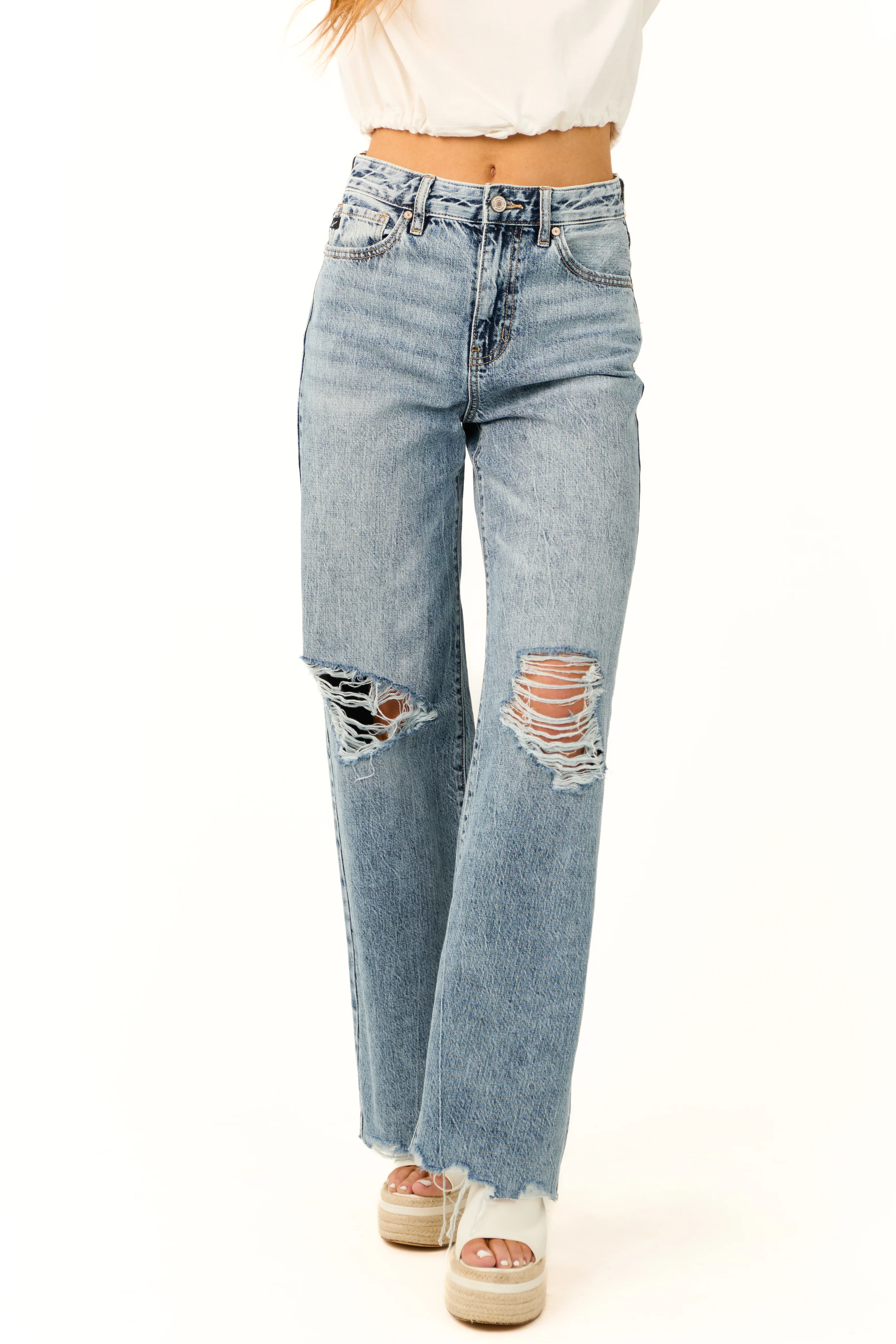 KanCan Medium Wash Ultra High Rise Wide Leg Jeans - LD SALE