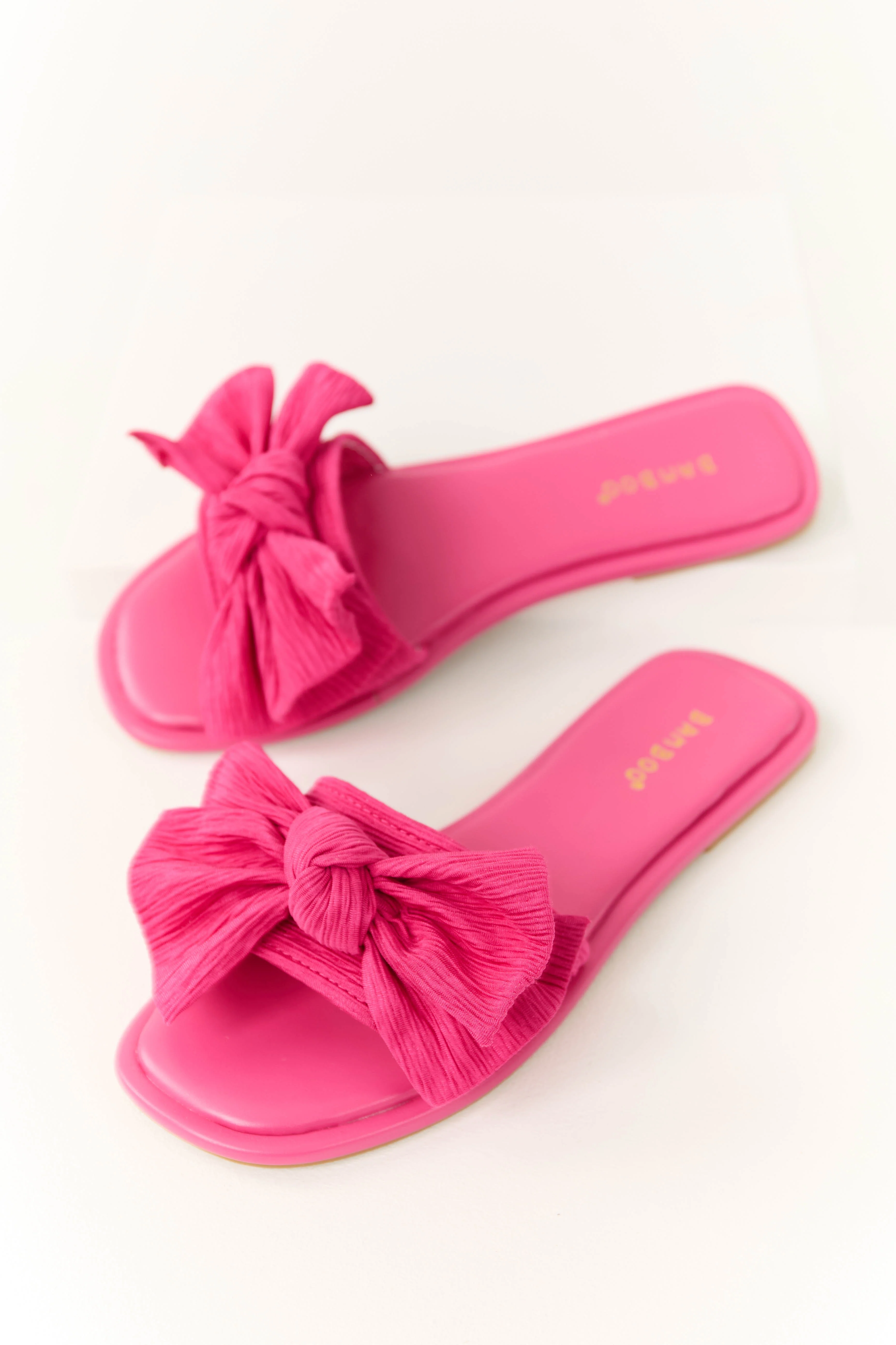 Raspberry Bow Slide On Open Toe Sandals - LD SALE