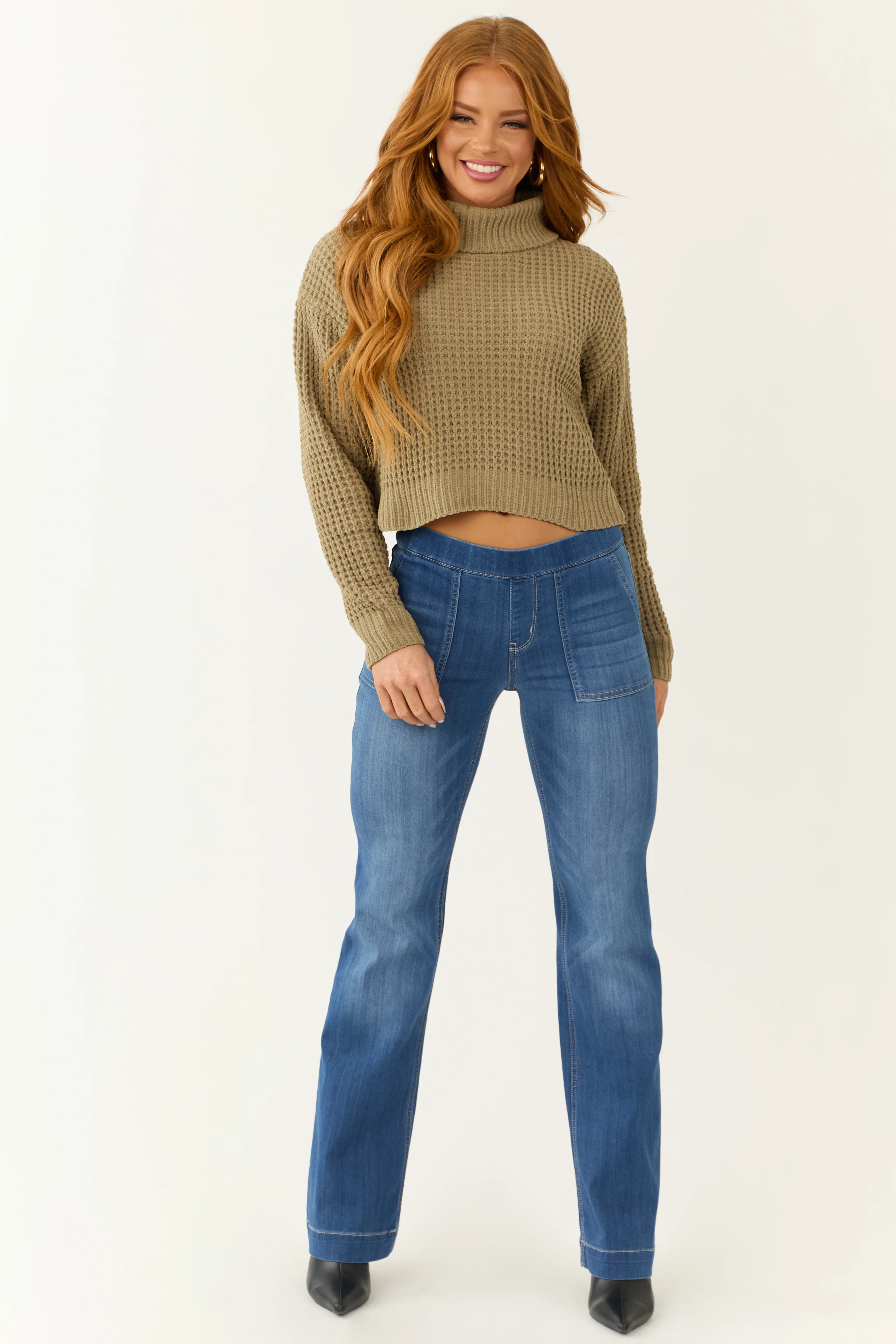 Cello Medium Wash Denim Mid Rise Flare Jeggings - LD SALE