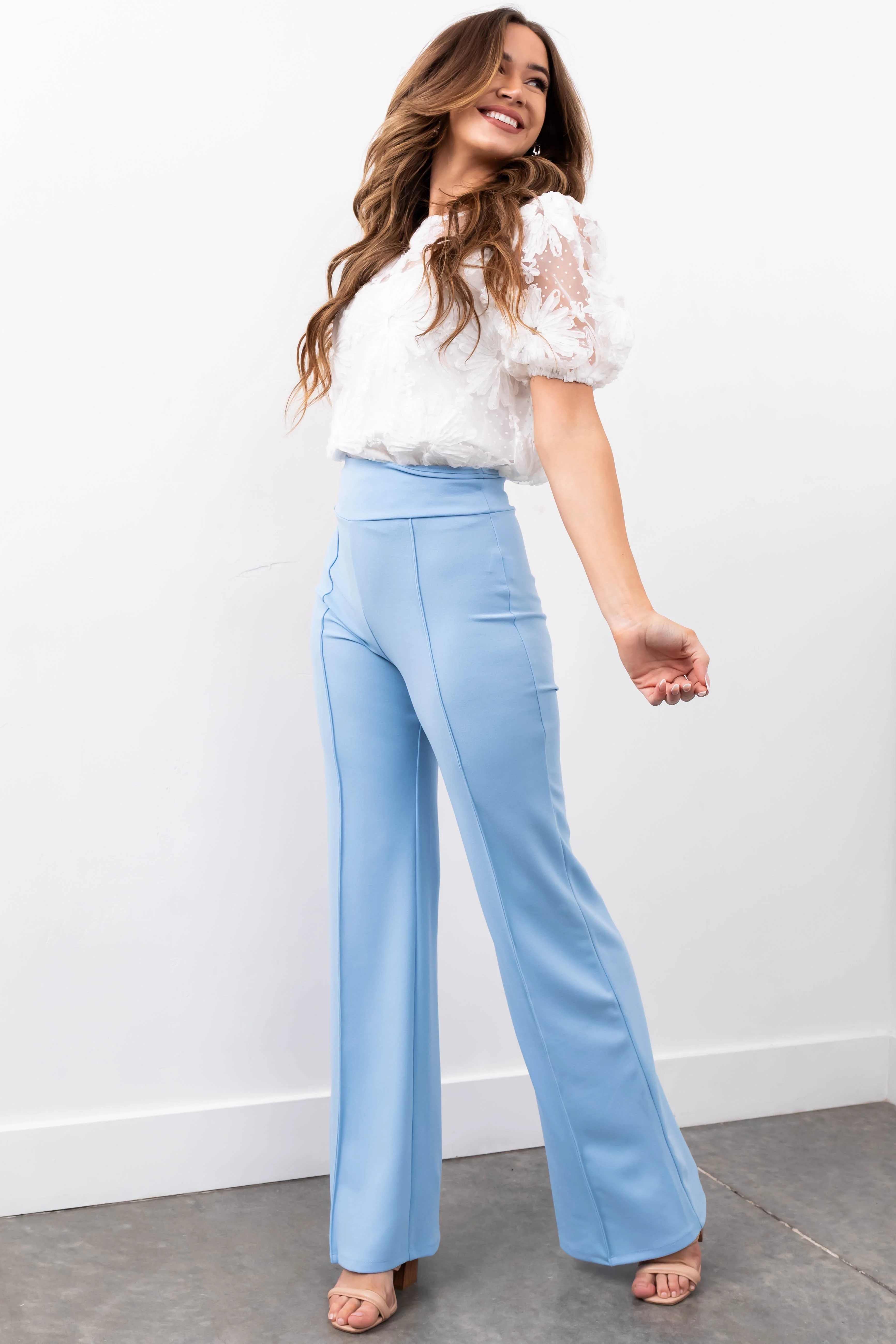 Sky Vertical Seam Wide Leg Pants - LD SALE