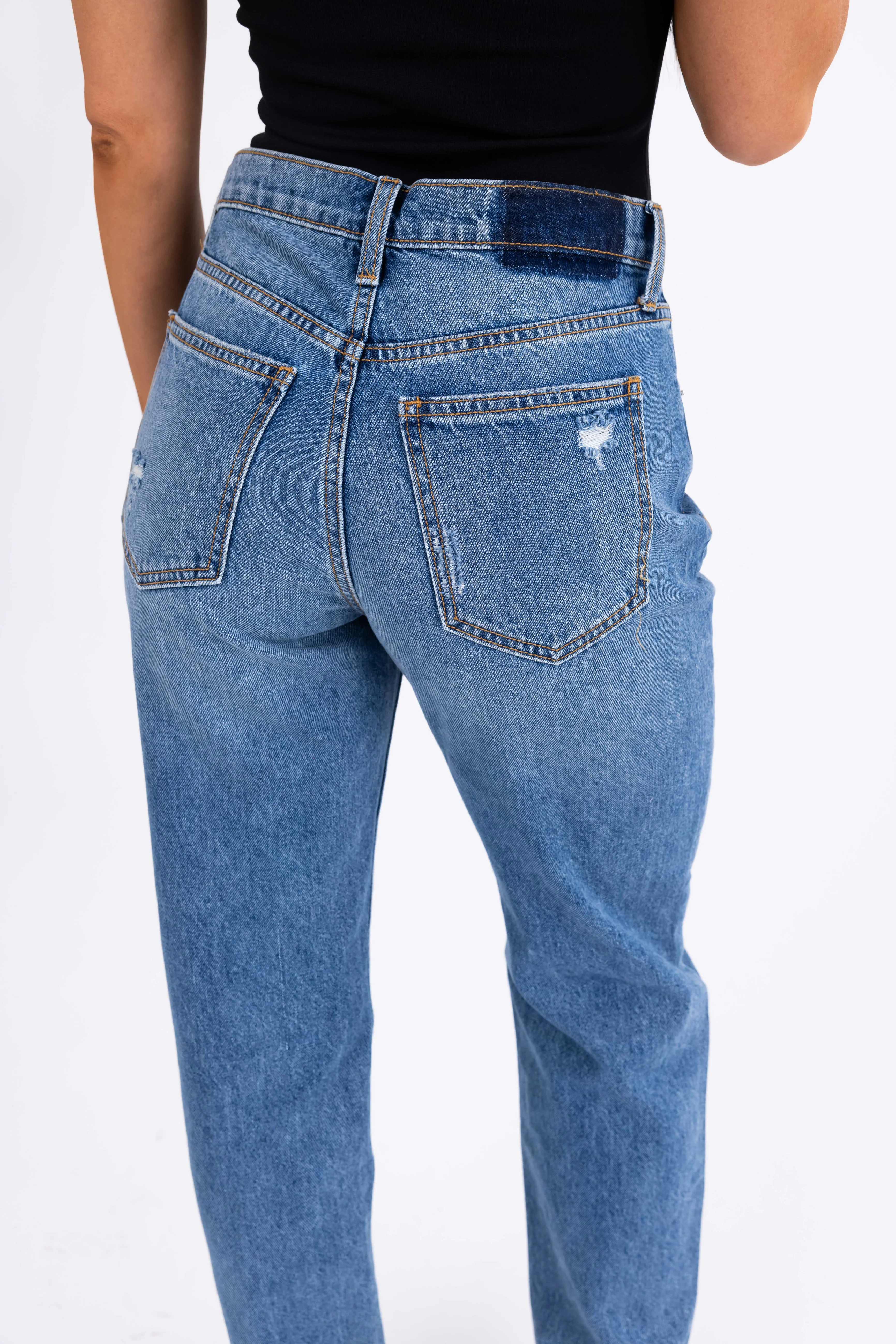 Sneak Peek Medium Wash Wide Leg Boyfriend Jeans - LD SALE