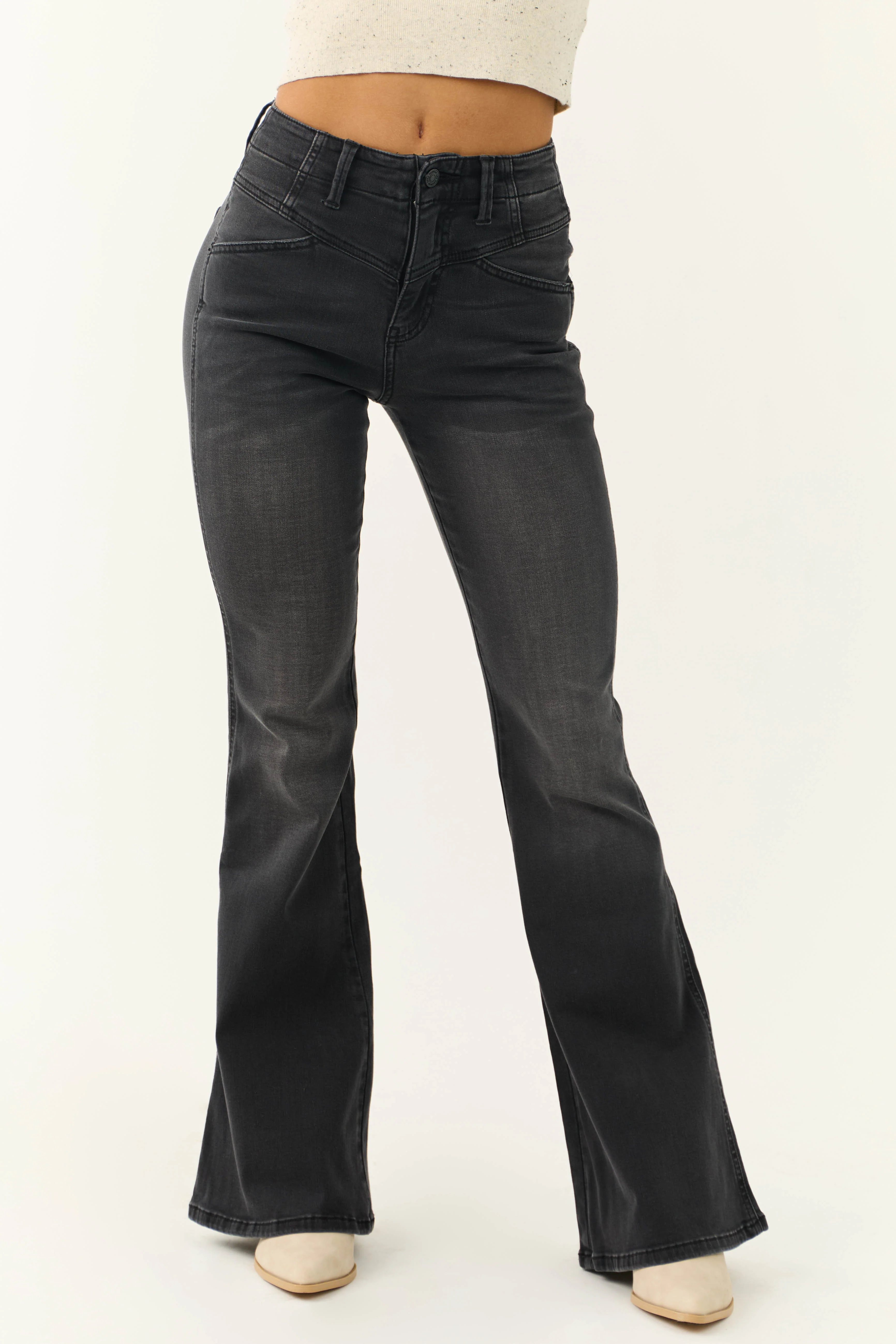 KanCan Black High Rise Flare Leg Jeans - LD SALE