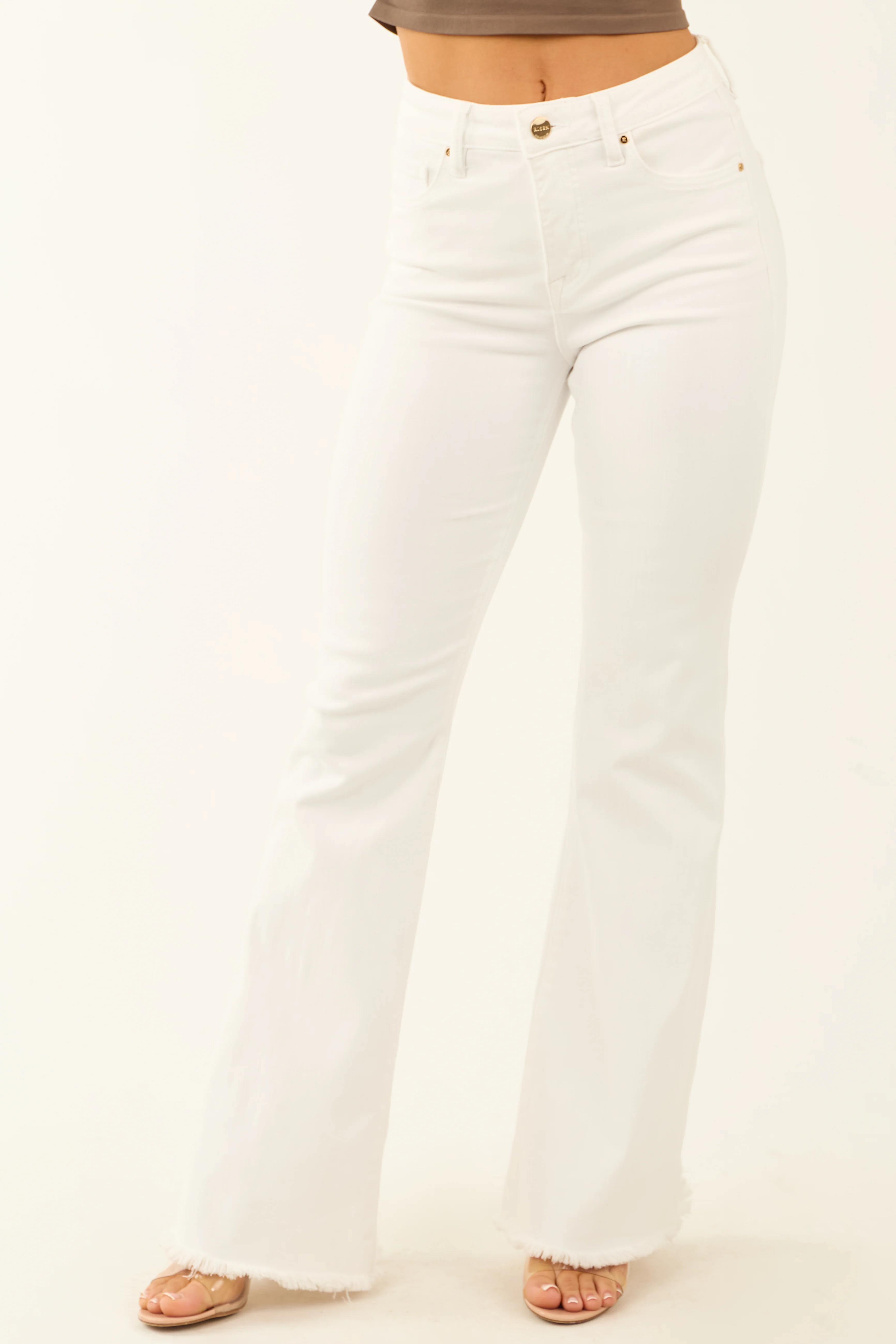 Risen White Tummy Control Stretchy Flare Jeans - LD SALE